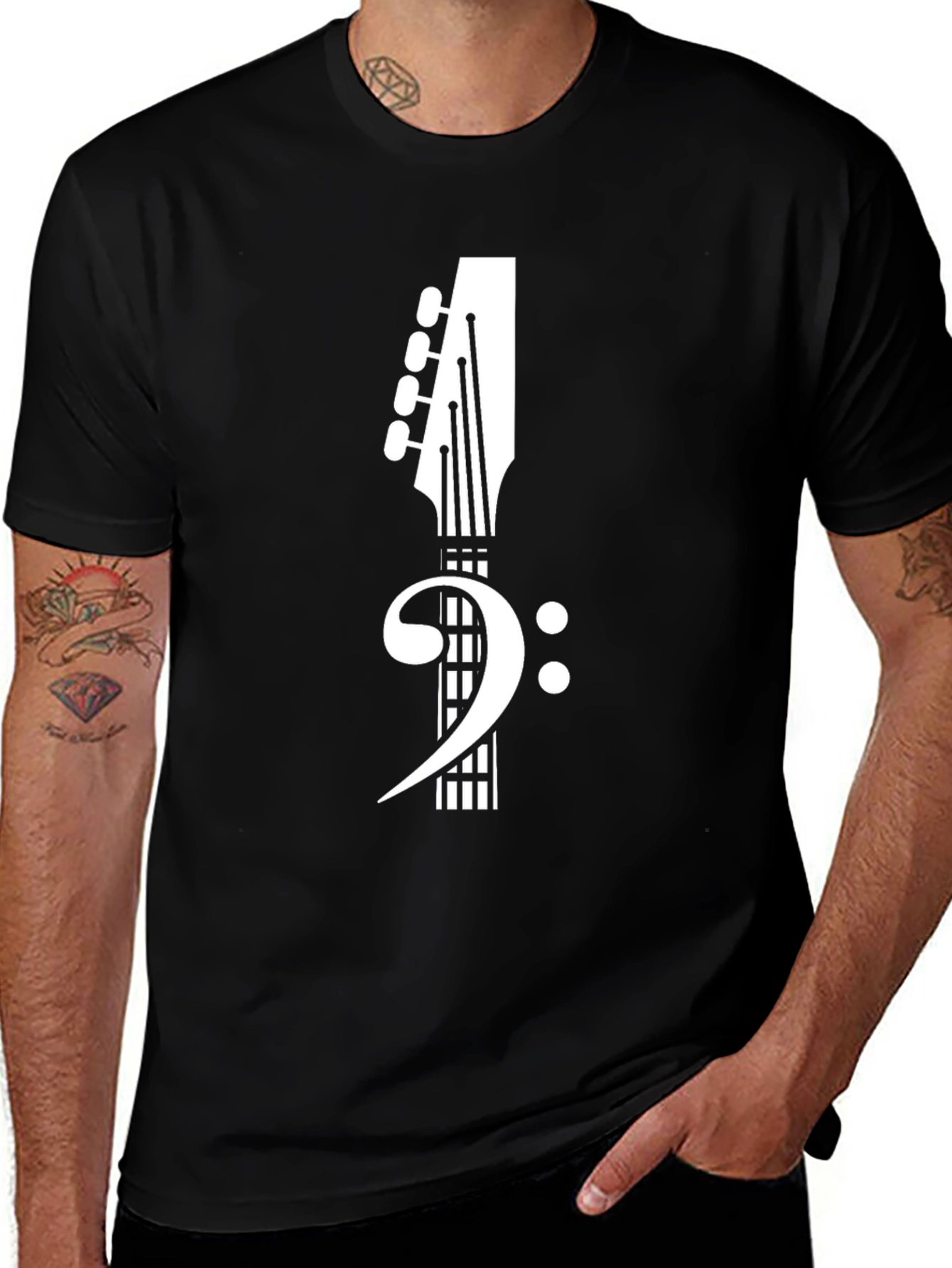 Bass Clef Guitar Tee - Music Lovers T-Shirt
