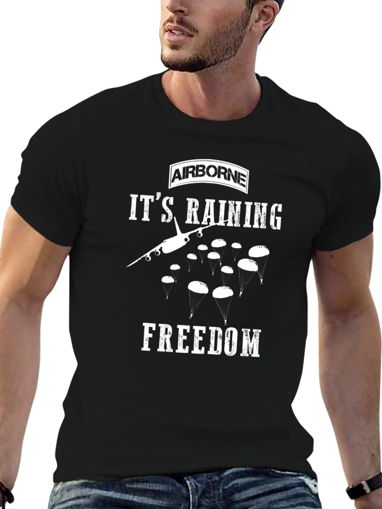 Airborne Its Raining Freedom Graphic T-Shirt