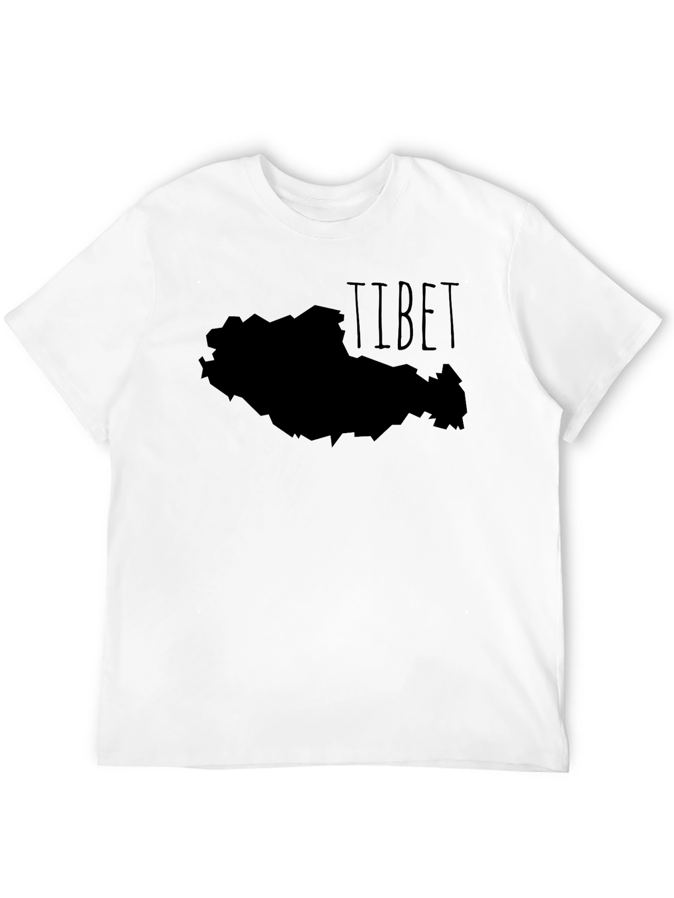 Tibet Map Graphic Tee - Black Casual T-Shirt