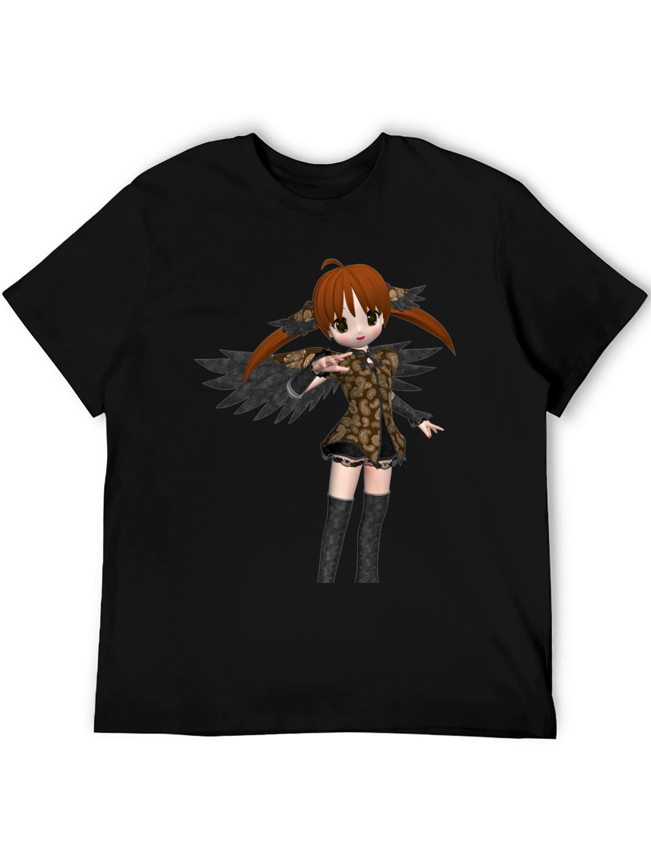 Anime Girl Graphic T-Shirt - Black Cotton Tee