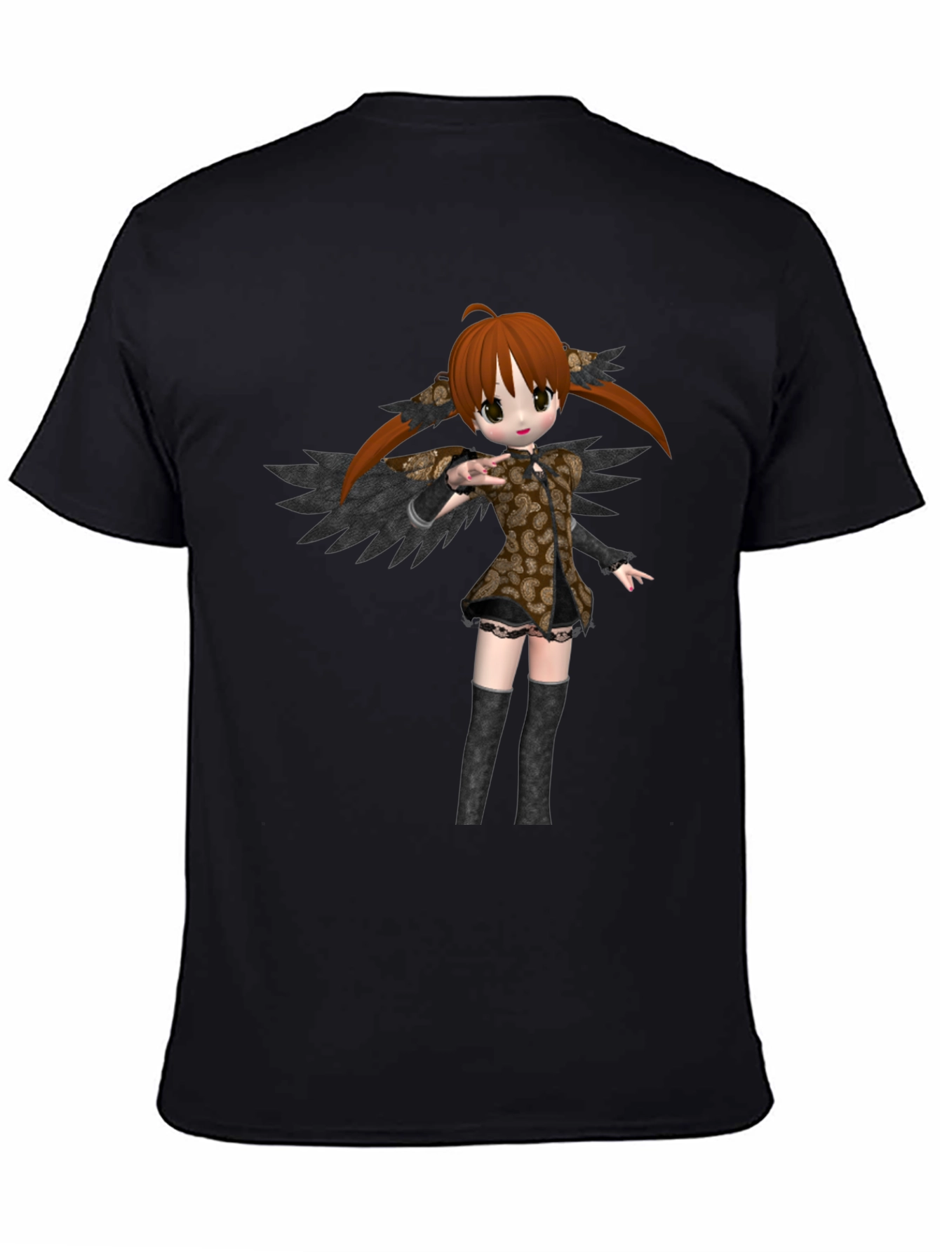 Anime Girl Graphic T-Shirt - Black Cotton Tee