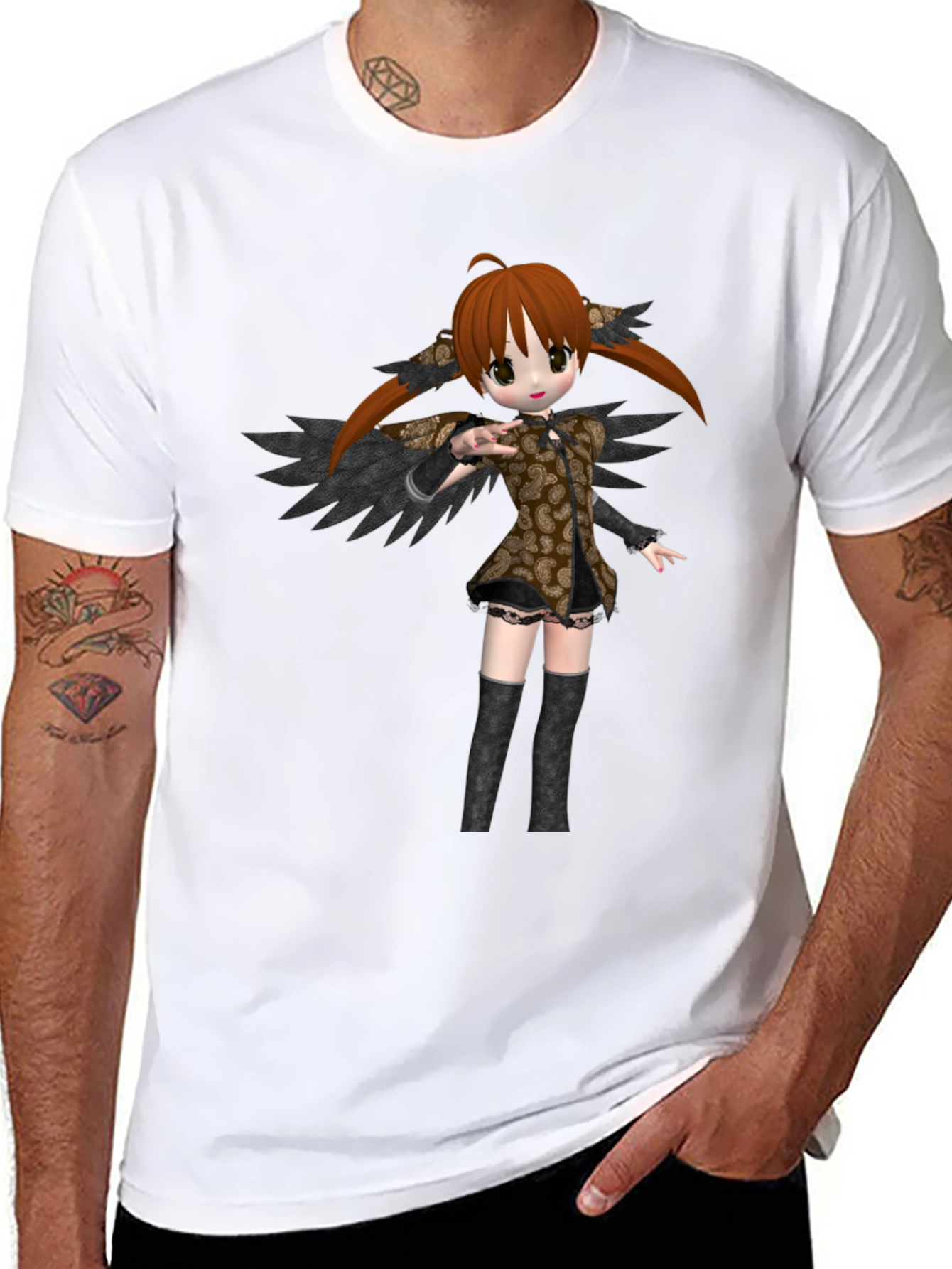 Anime Girl Graphic T-Shirt - Black Cotton Tee