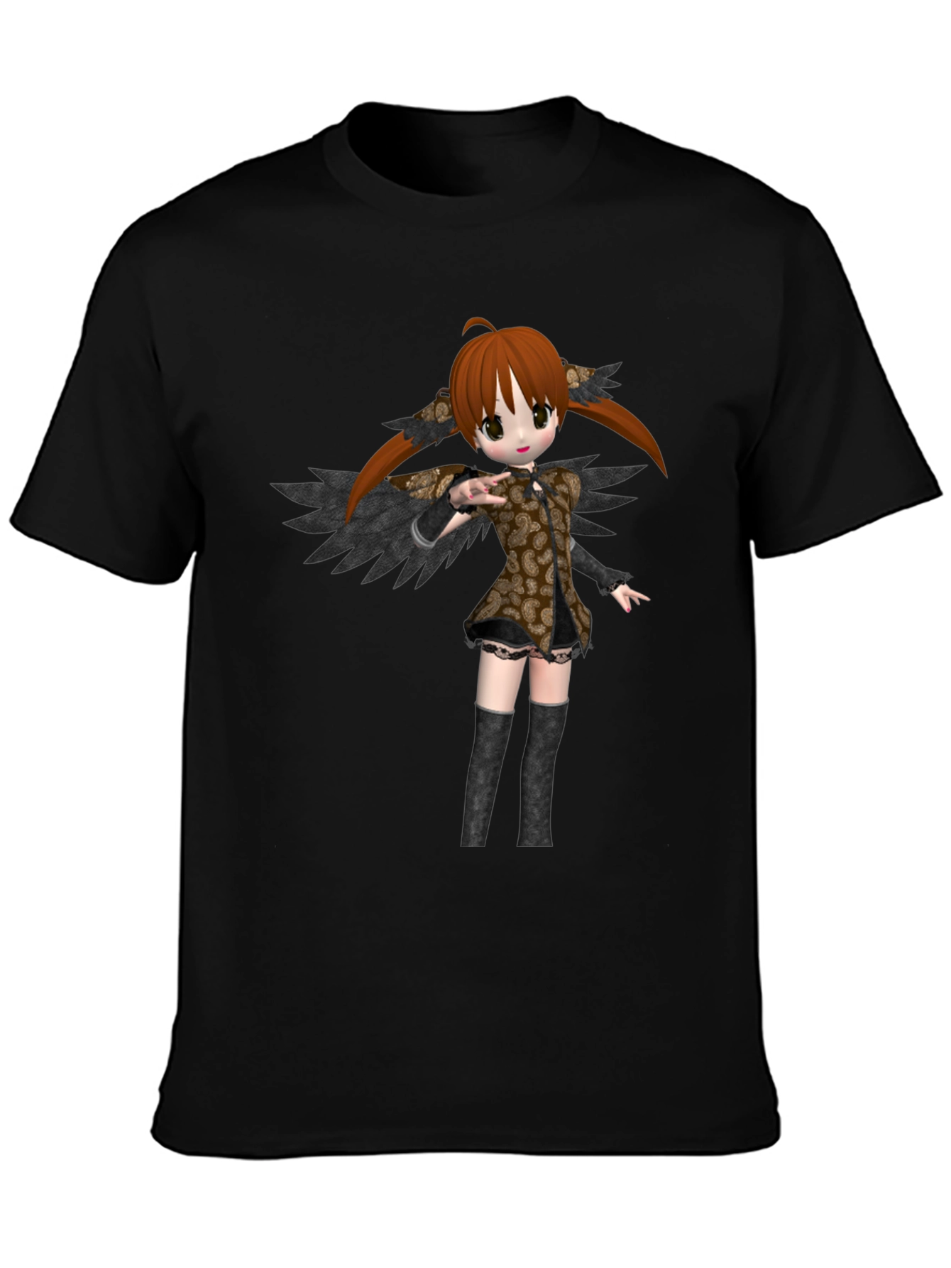 Anime Girl Graphic T-Shirt - Black Cotton Tee