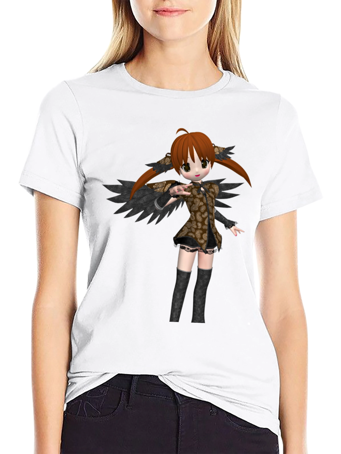 Anime Girl Graphic T-Shirt - Black Cotton Tee