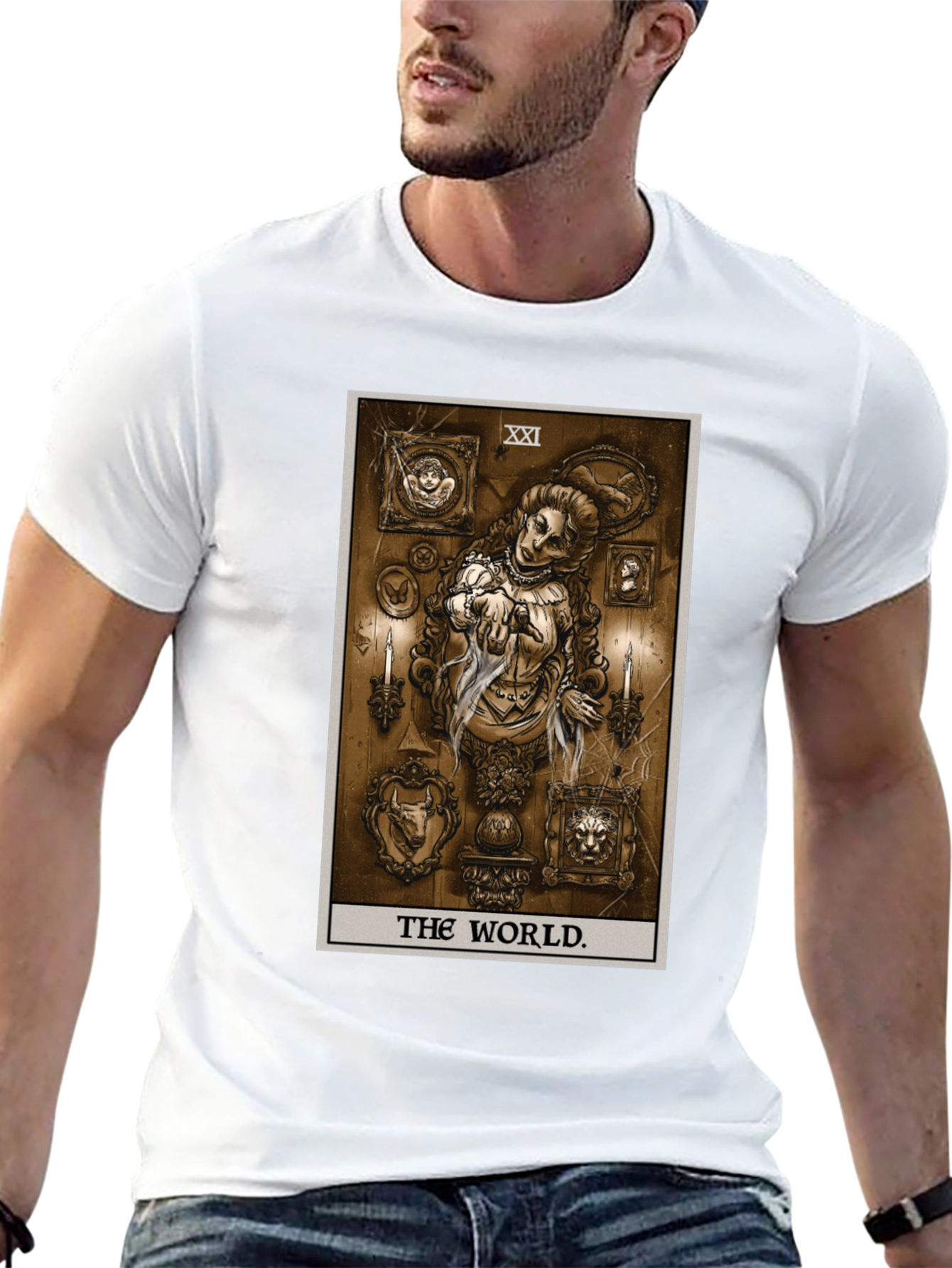 The World Tarot Card Black T-Shirt
