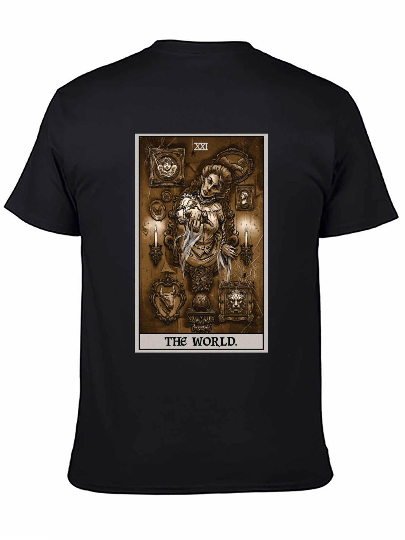 The World Tarot Card Black T-Shirt