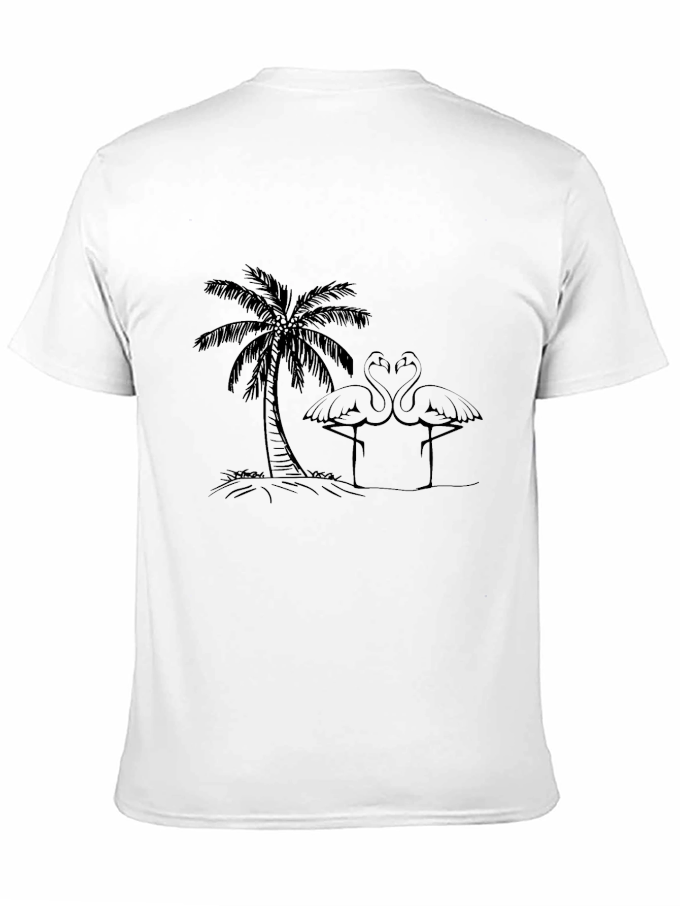 Tropical Flamingo Tee - Black Cotton Casual Shirt