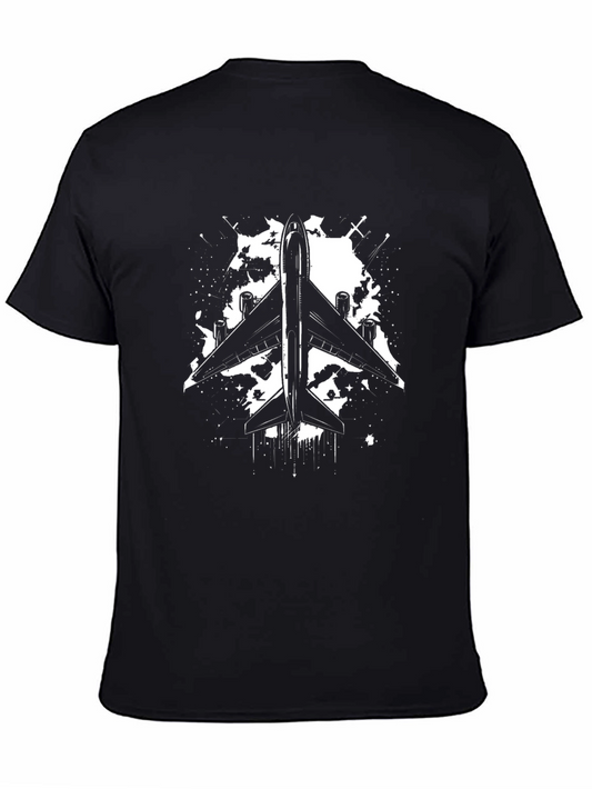 Airplane Graphic T-Shirt - Black Cotton Tee