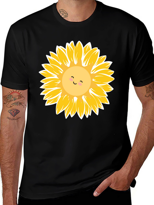 Sunflower Graphic Tee - Black Cotton Casual Shirt