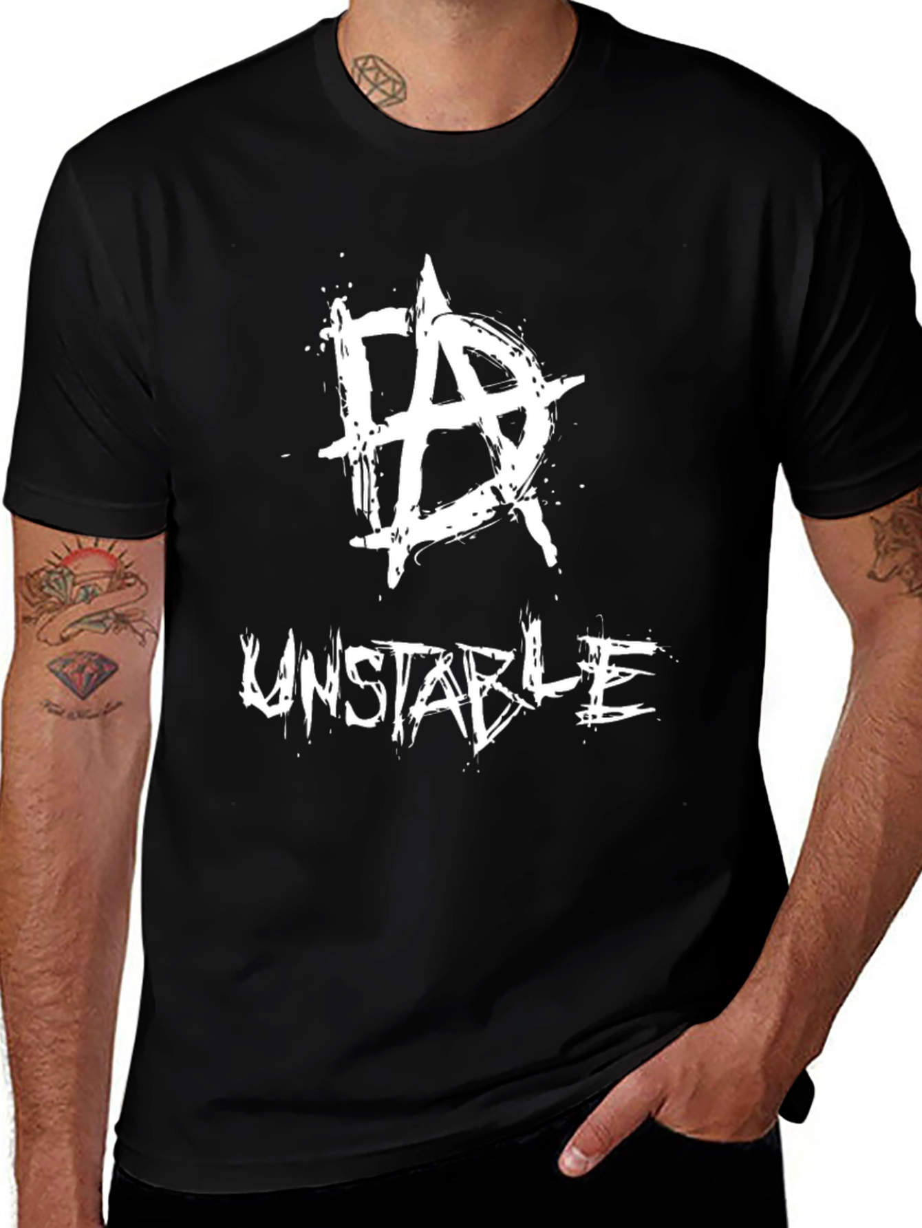 Unstable Tee - Graphic Print Black T-Shirt