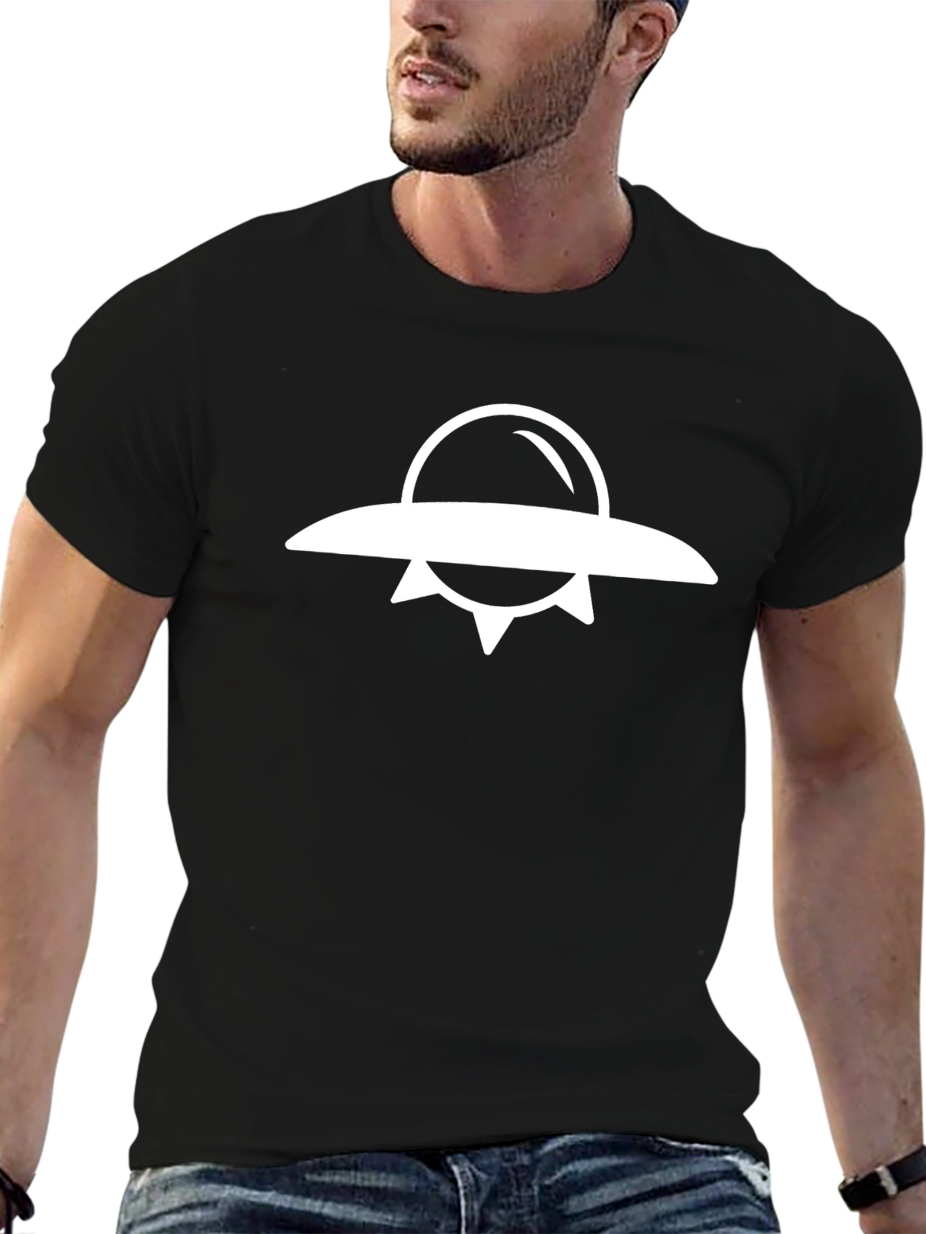 UFO Graphic Tee - Classic Black Cotton T-Shirt