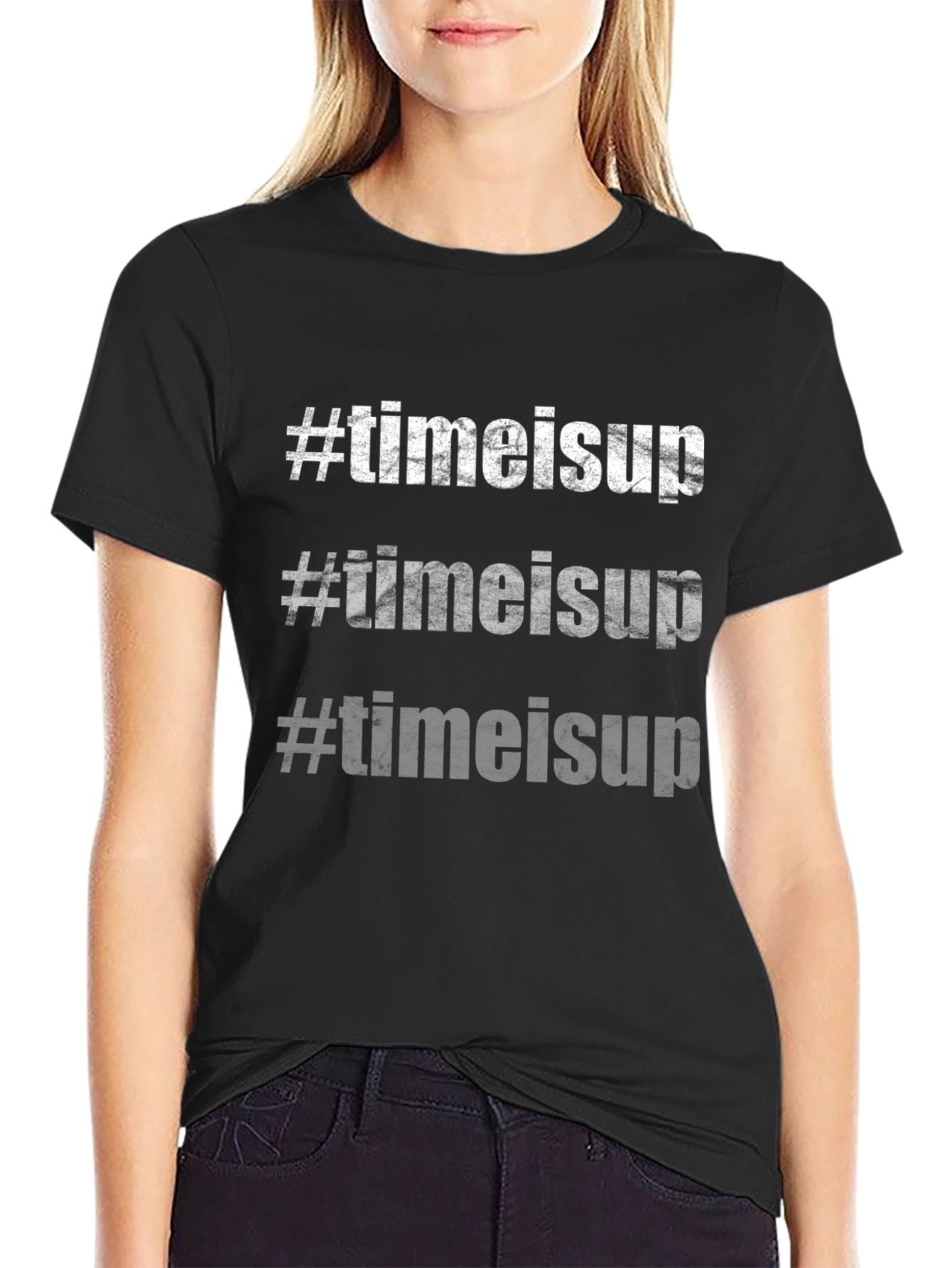 #TimeIsUp Graphic Tee - Black Cotton T-Shirt