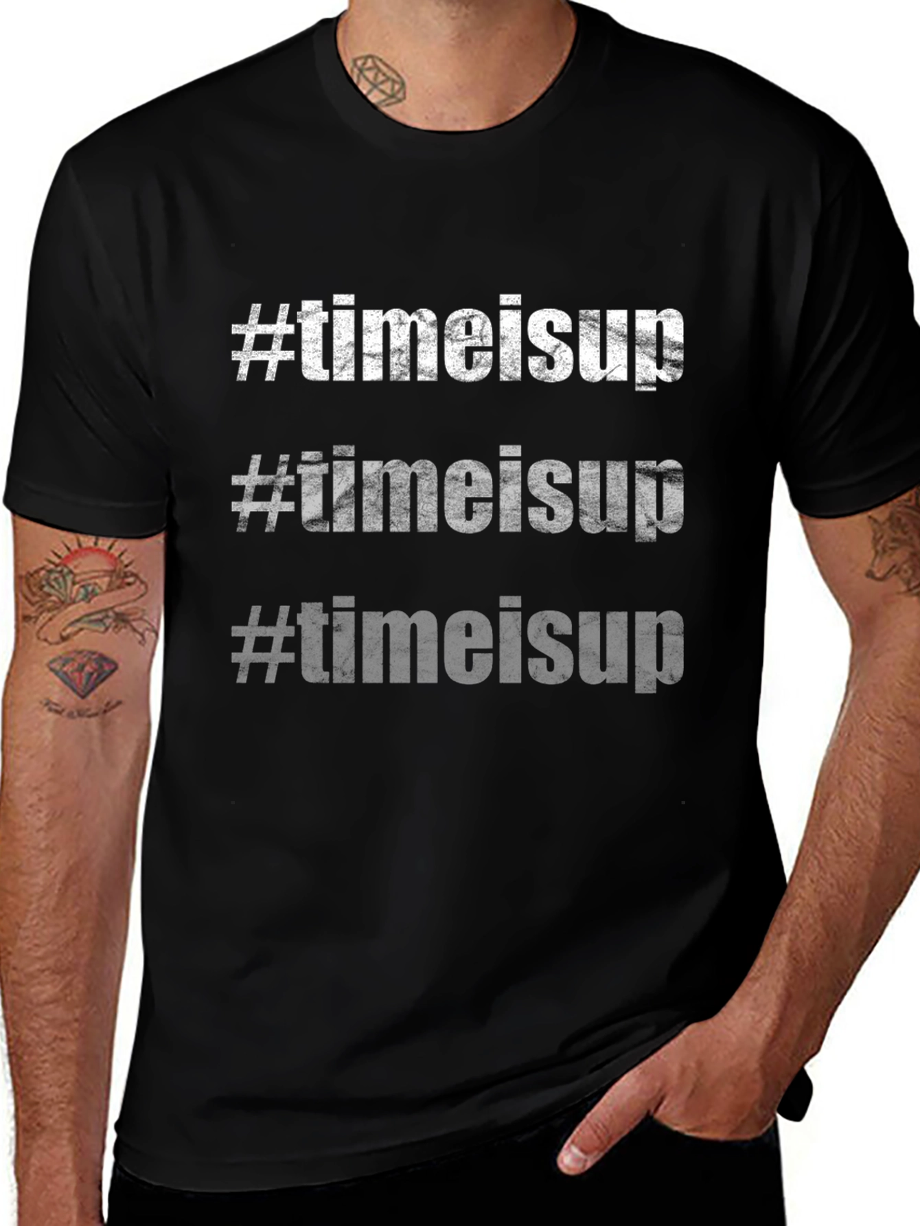 #TimeIsUp Graphic Tee - Black Cotton T-Shirt