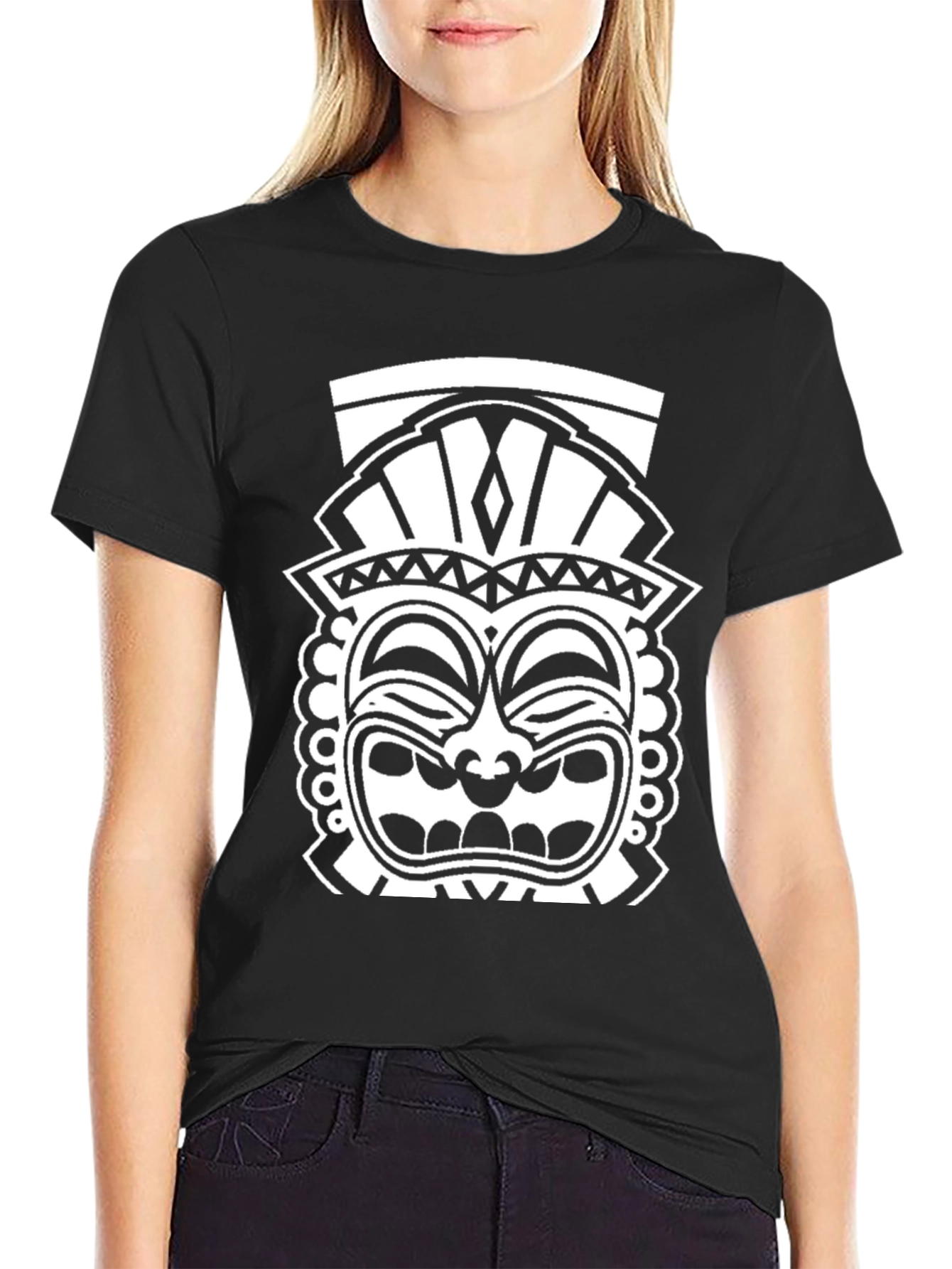 Tribal Tiki Graphic T-Shirt - Cool Black Tee