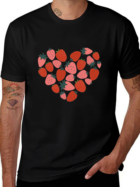Strawberry Heart Black T-Shirt