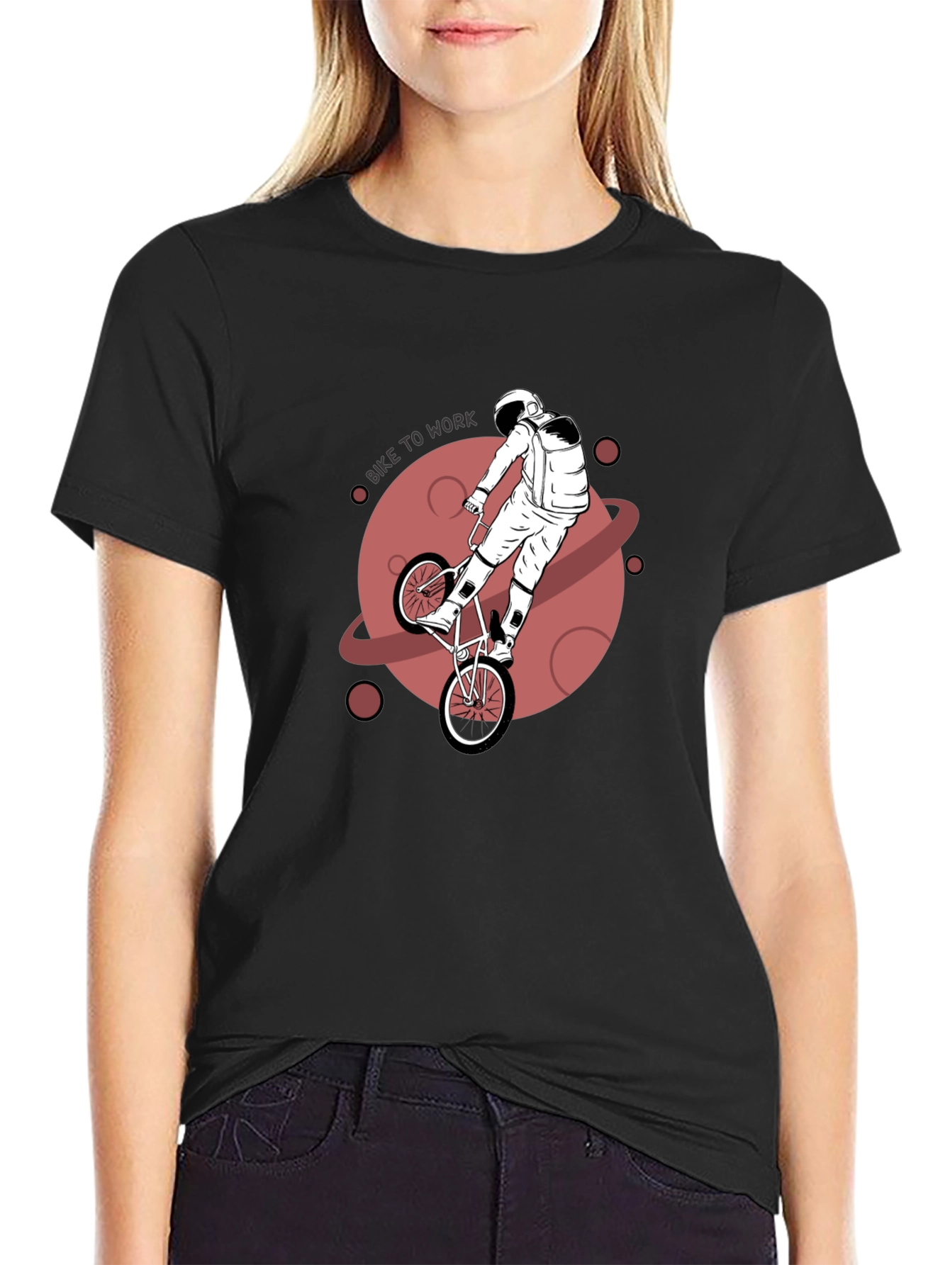 Astronaut Bike to Work Graphic T-Shirt