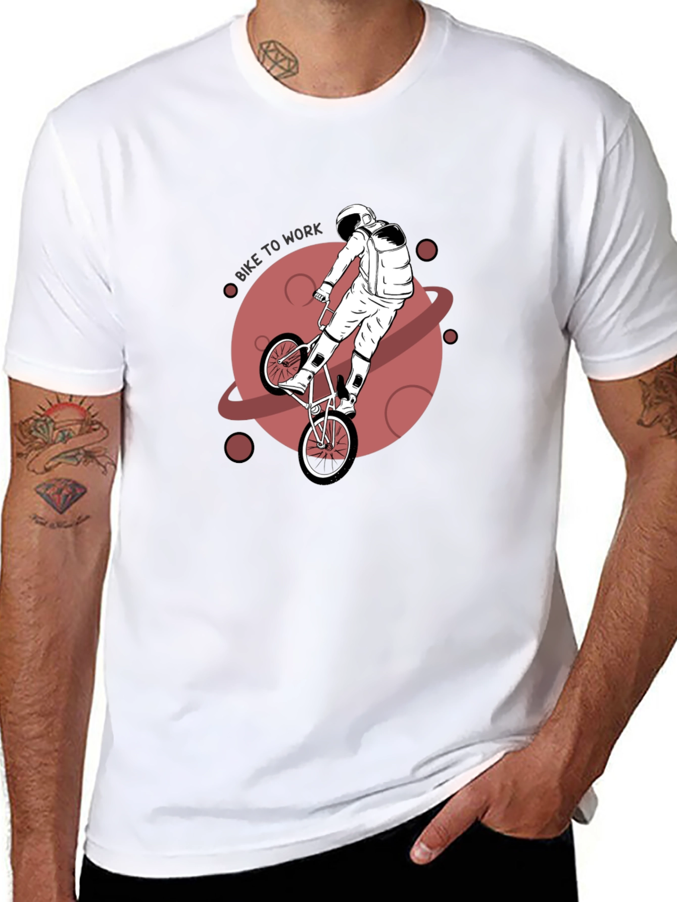 Astronaut Bike to Work Graphic T-Shirt