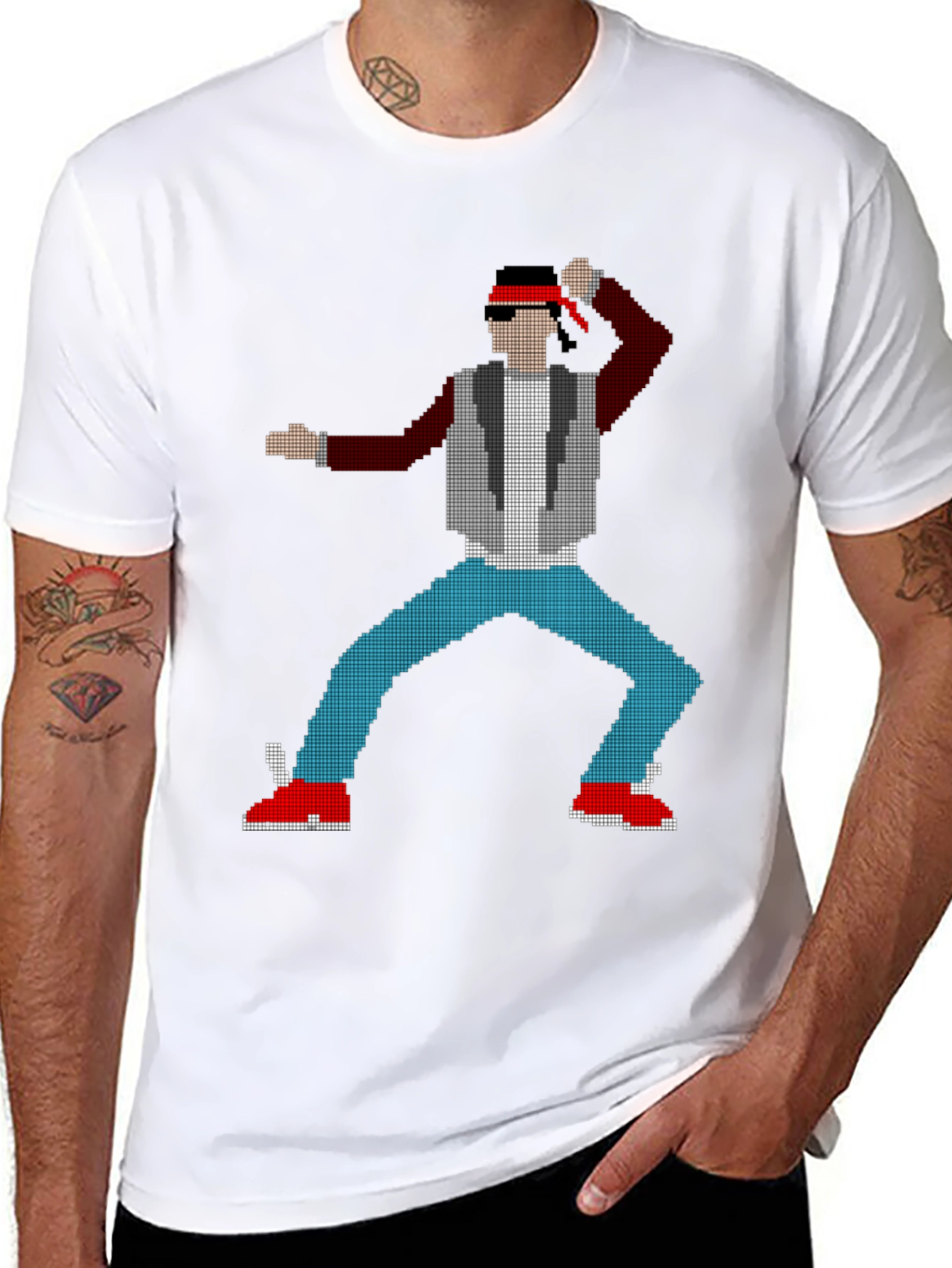 8-Bit Fighter Graphic Tee - Retro Gaming Style