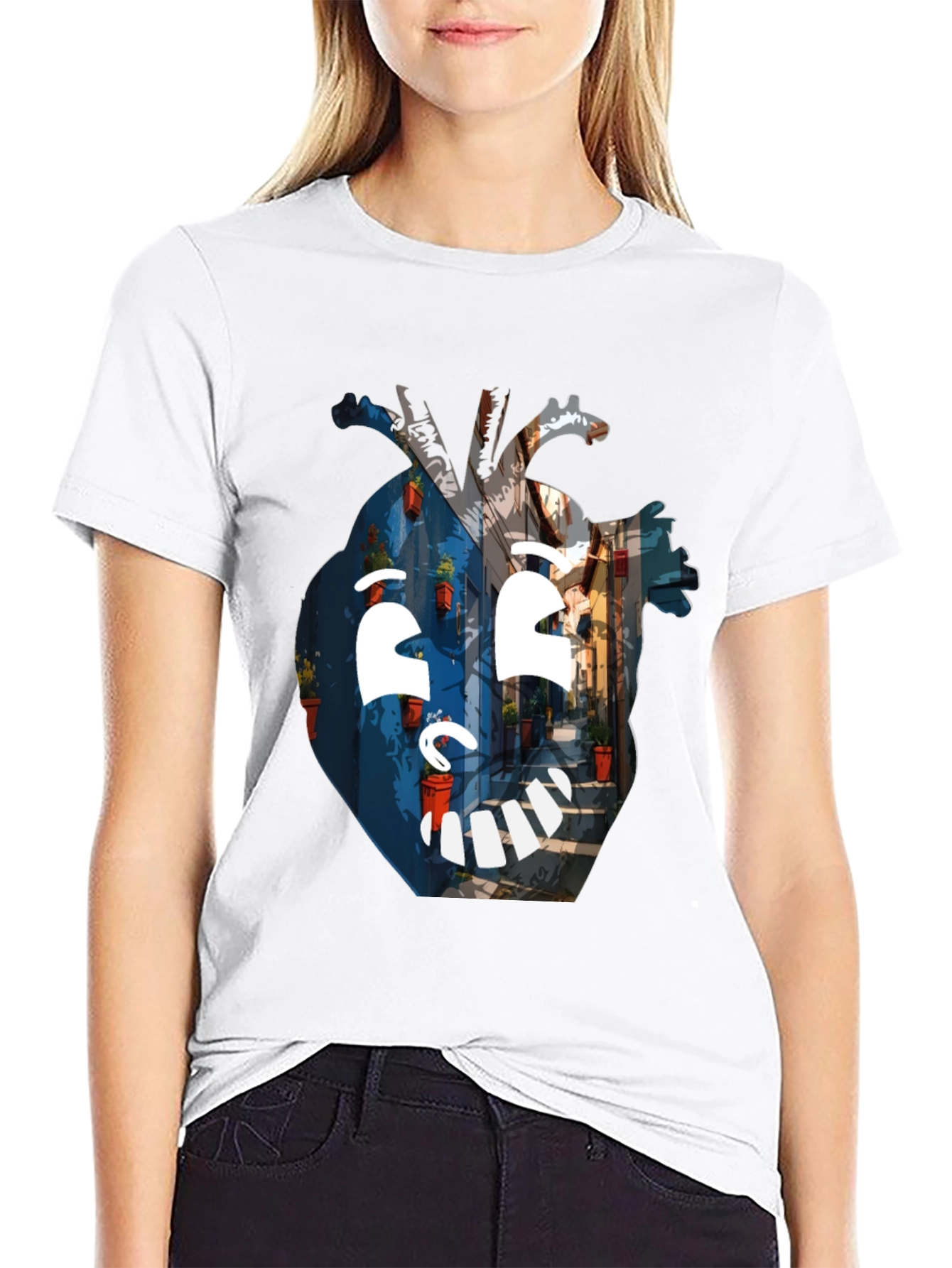 Artistic Heart Graphic Black T-Shirt