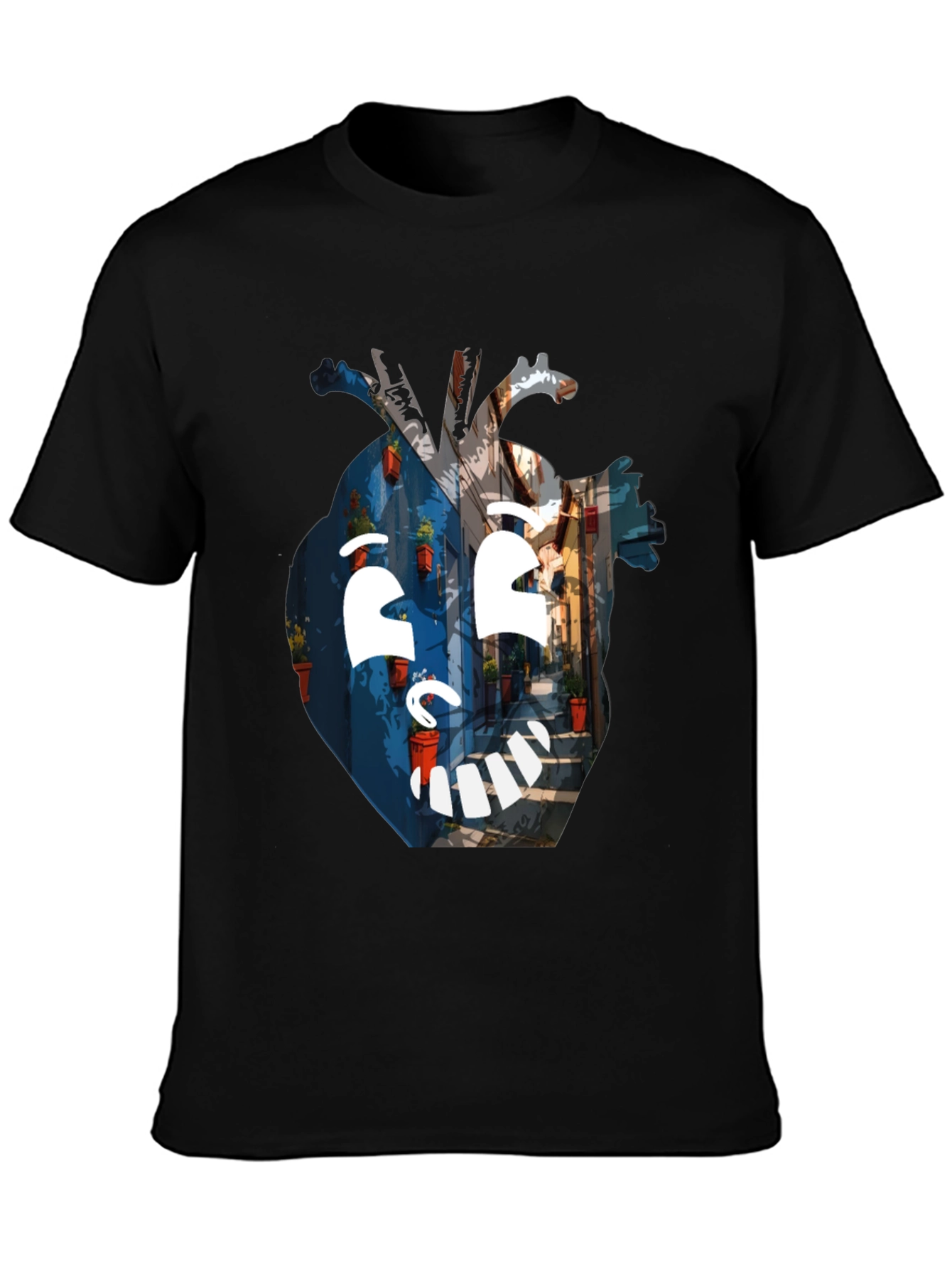 Artistic Heart Graphic Black T-Shirt