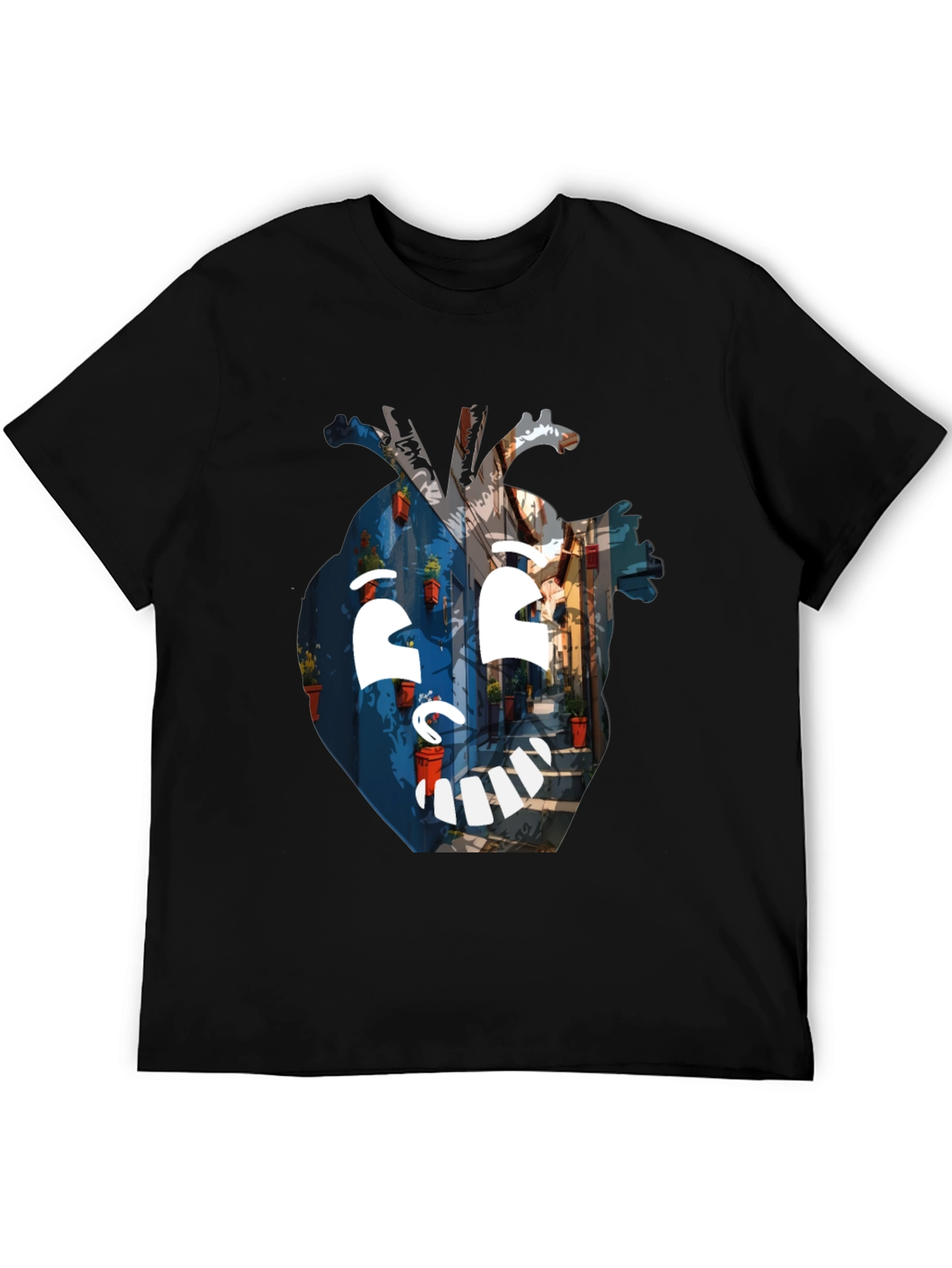 Artistic Heart Graphic Black T-Shirt