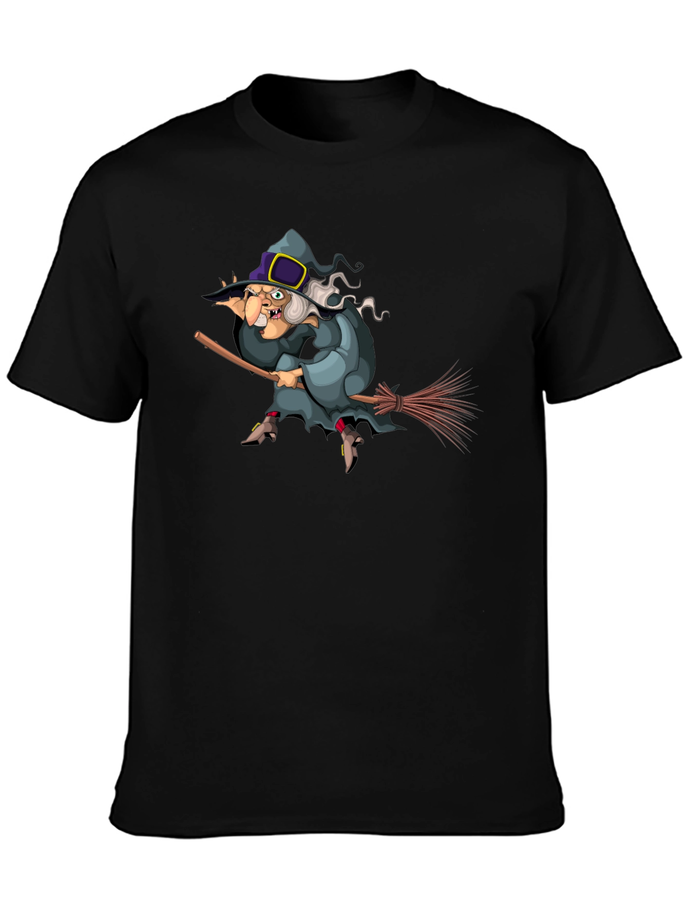 Witch on Broomstick Graphic Tee - Halloween Humor