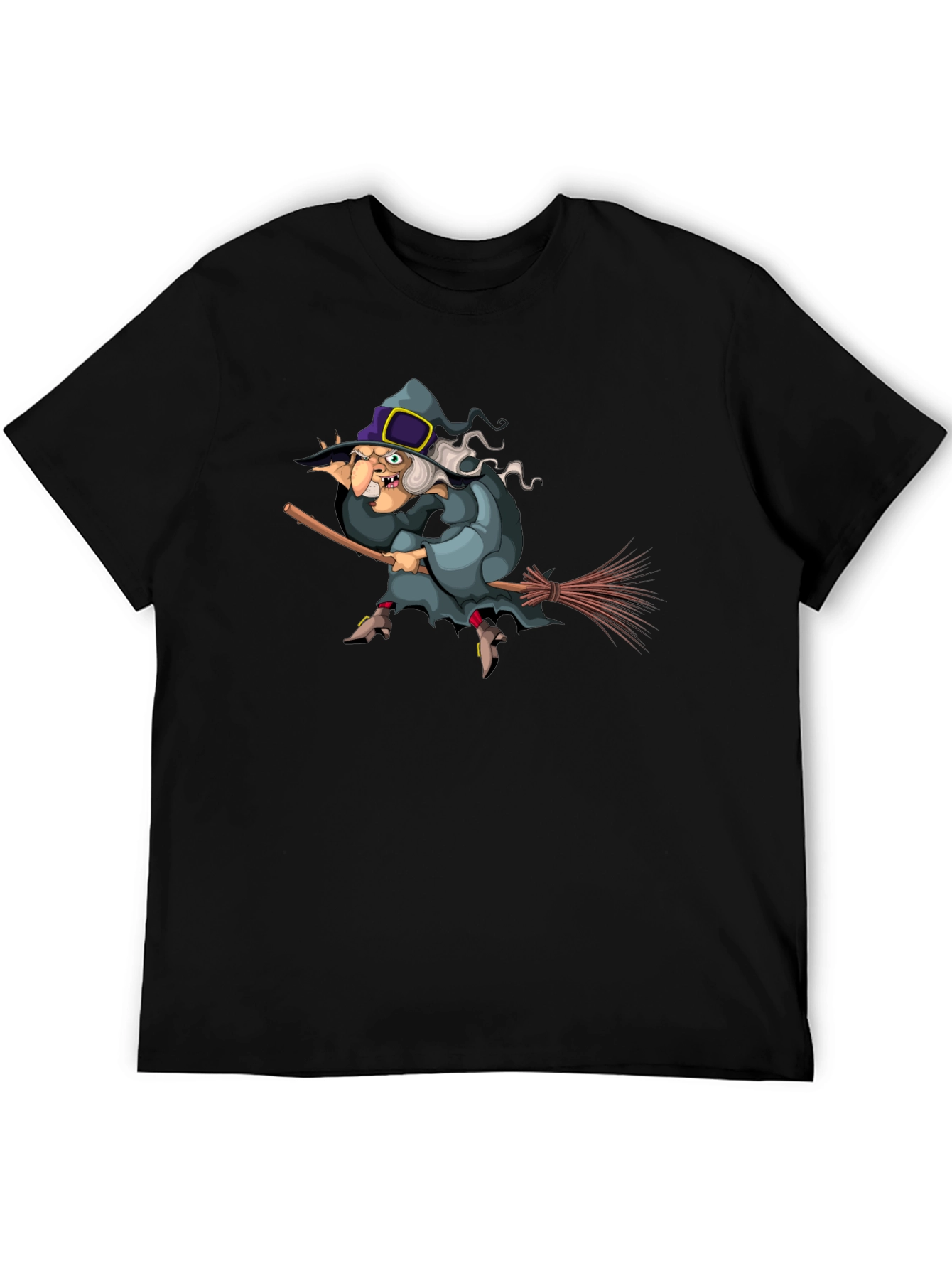 Witch on Broomstick Graphic Tee - Halloween Humor