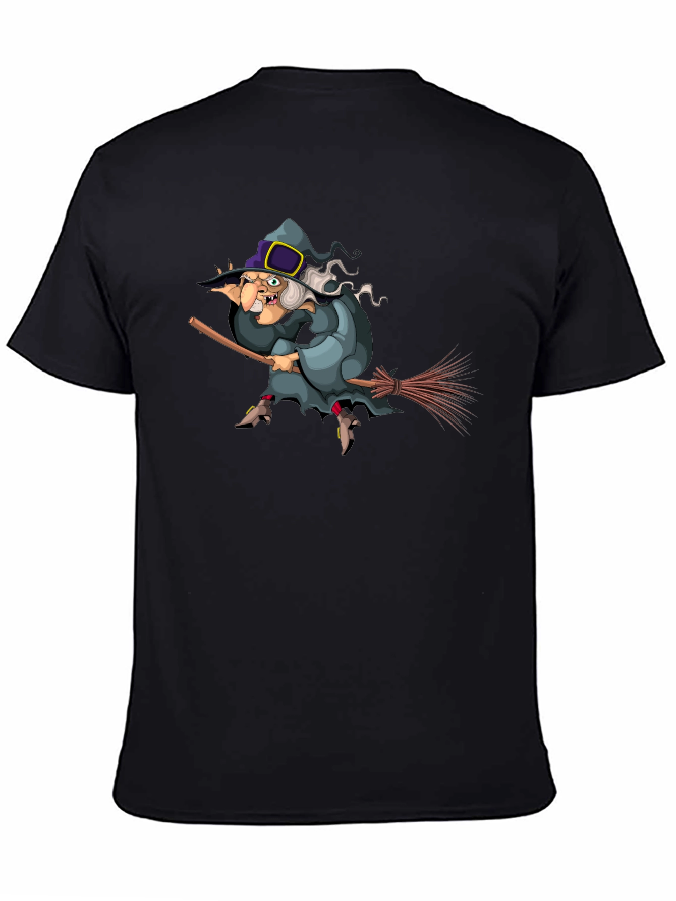 Witch on Broomstick Graphic Tee - Halloween Humor