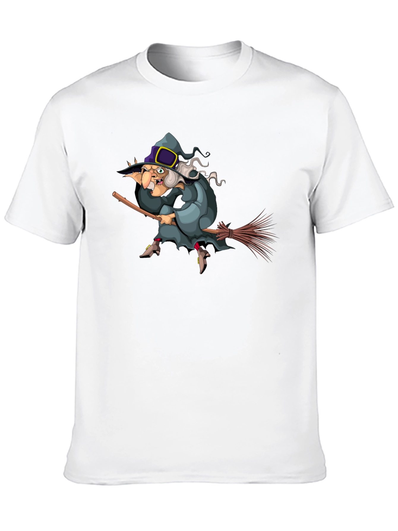 Witch on Broomstick Graphic Tee - Halloween Humor