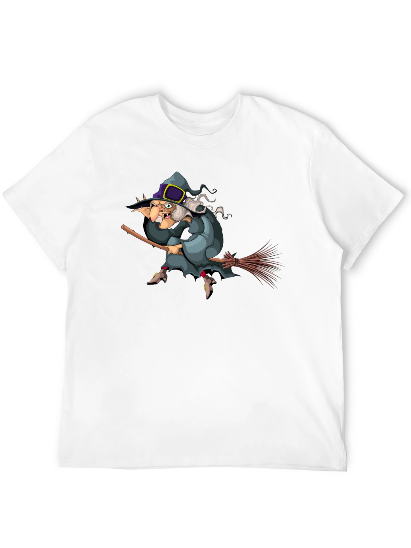 Witch on Broomstick Graphic Tee - Halloween Humor