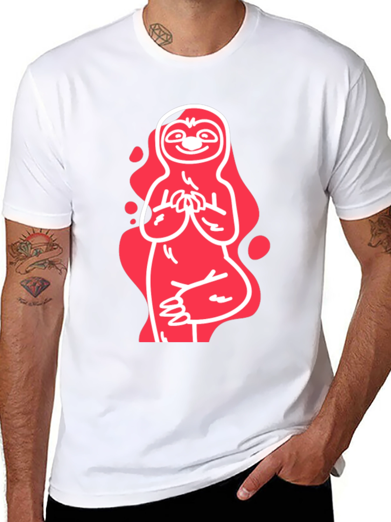 Yoga Sloth Graphic Tee - Relaxed Fit Black T-Shirt