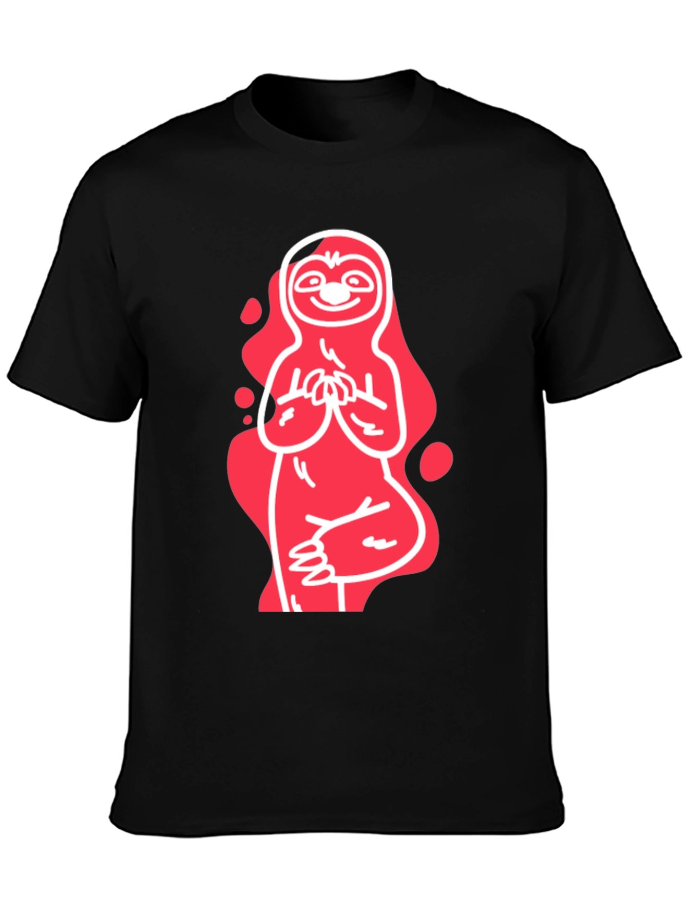 Yoga Sloth Graphic Tee - Relaxed Fit Black T-Shirt