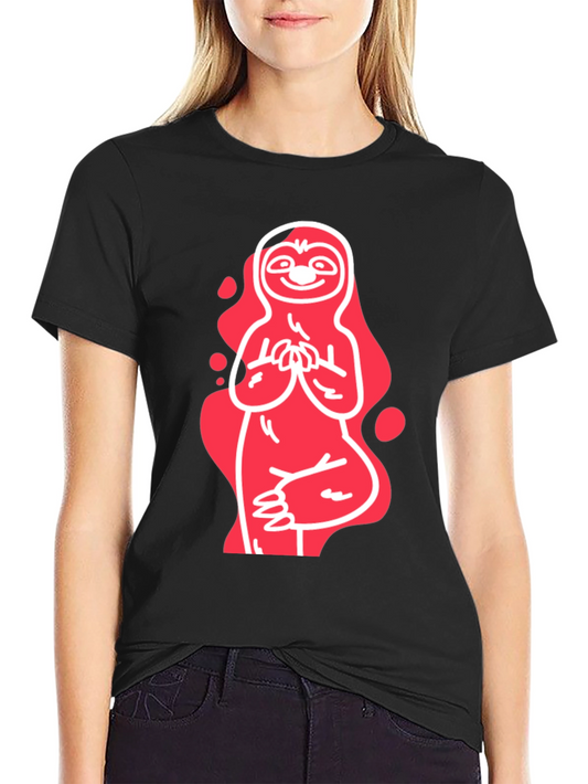Yoga Sloth Graphic Tee - Relaxed Fit Black T-Shirt