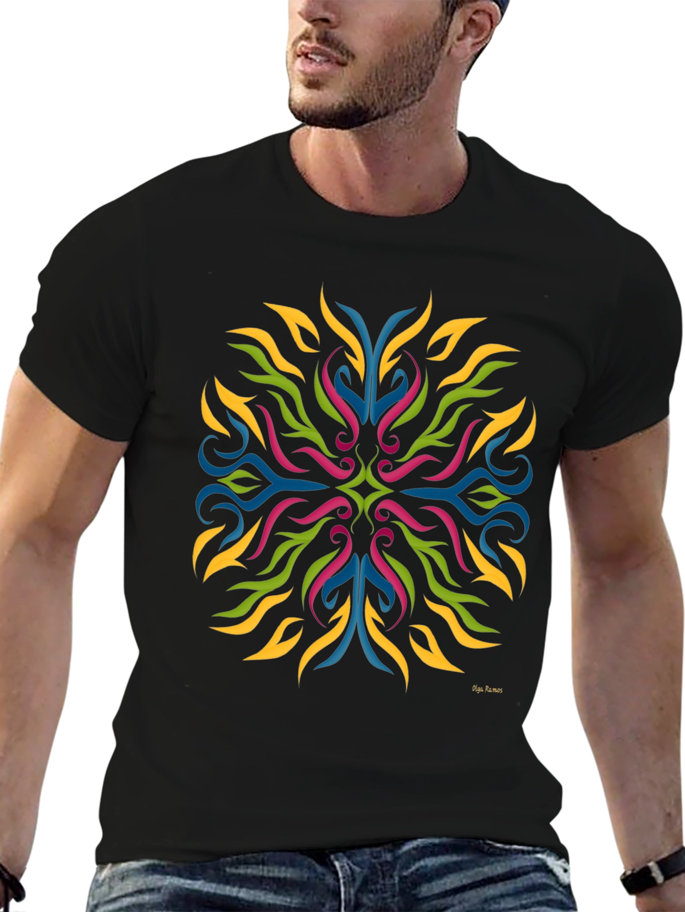 Abstract Graphic Black T-Shirt - Artistic Design