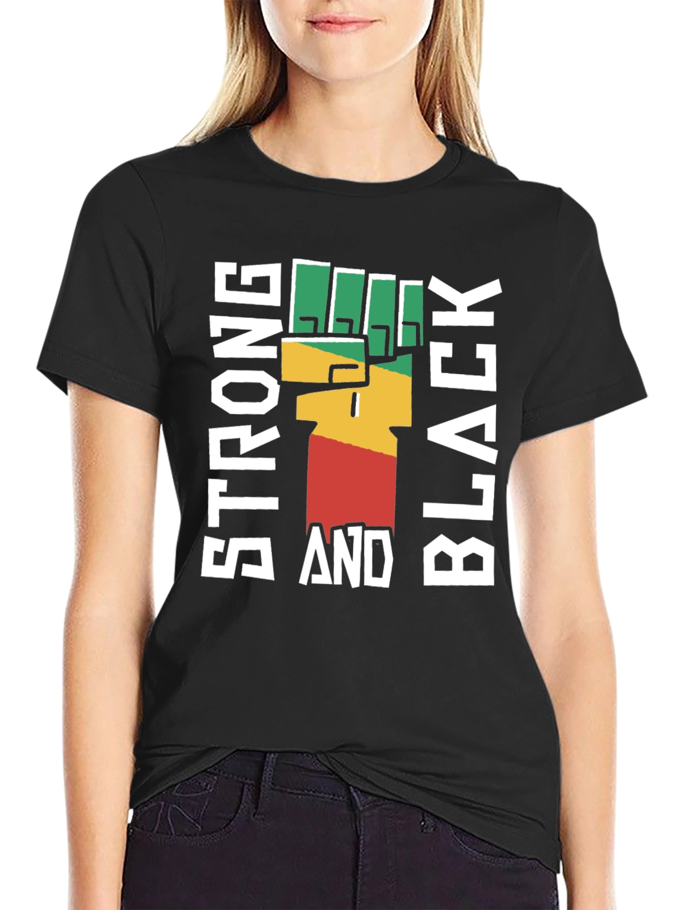 Strong And Black Fist Graphic Tee - Empowering Design
