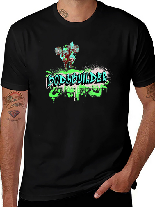 Bodybuilder Graffiti Style Graphic Tee - Gym & Fitness Apparel