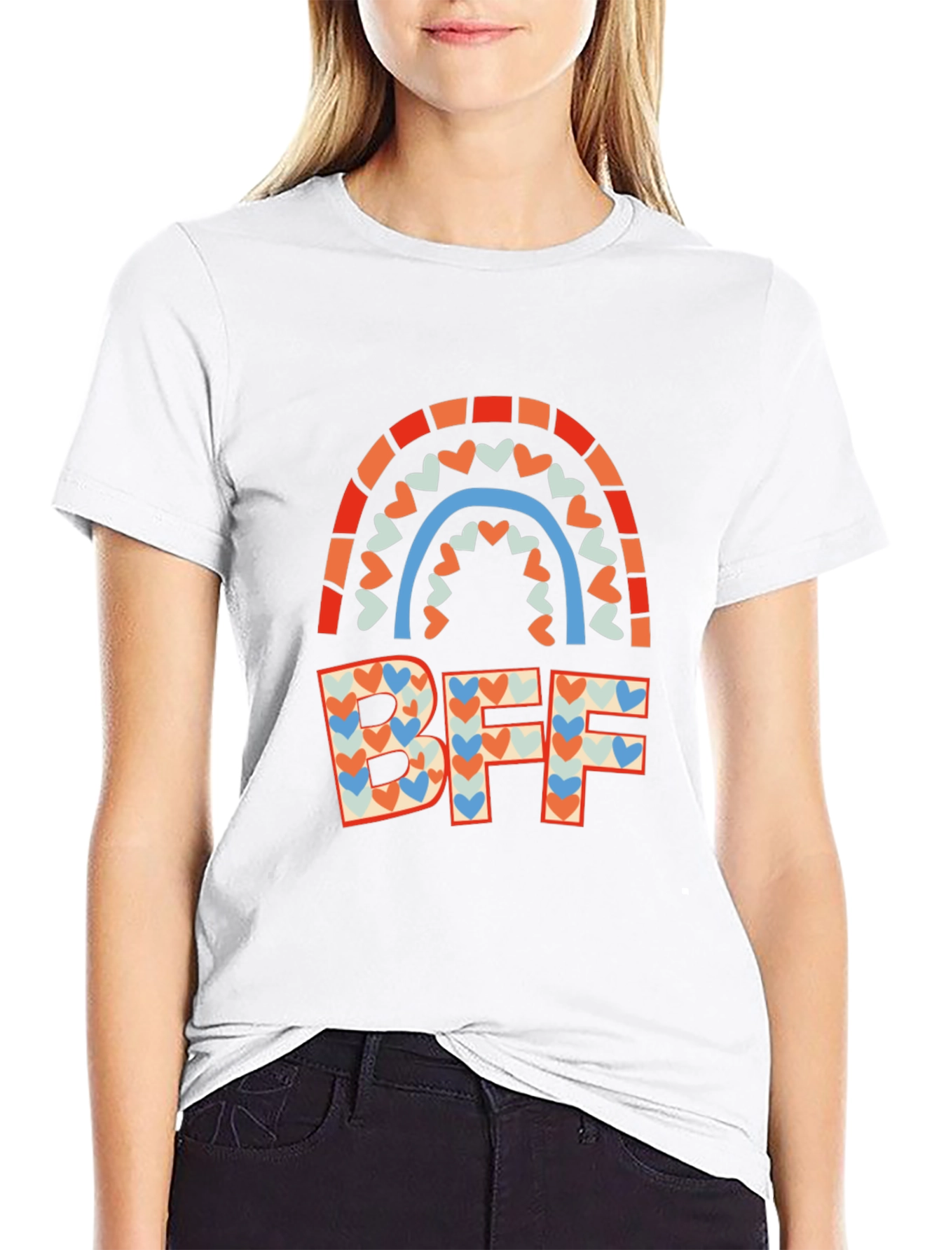 BFF Heart Rainbow Graphic Tee