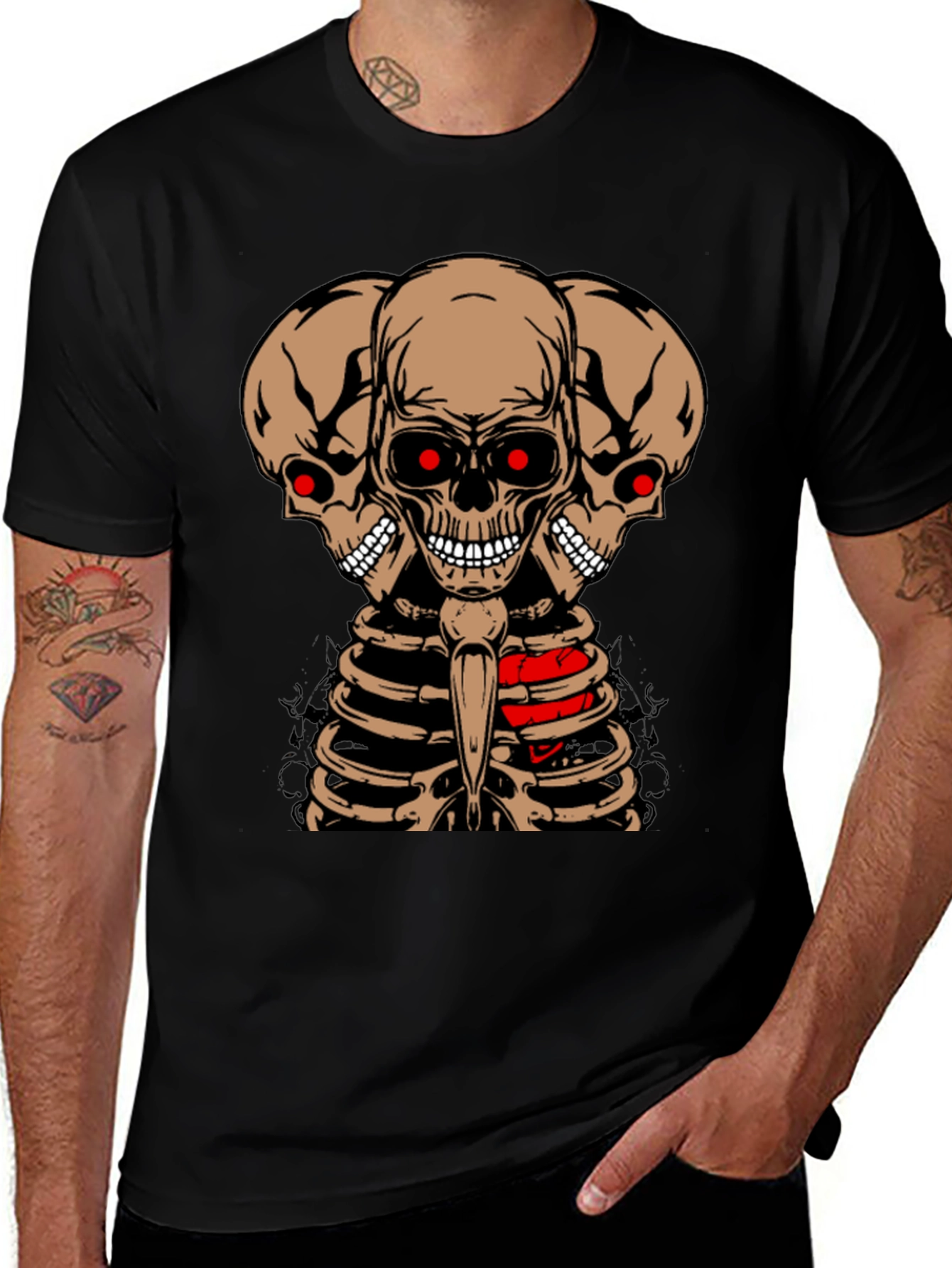 Three Headed Skeleton Graphic Tee