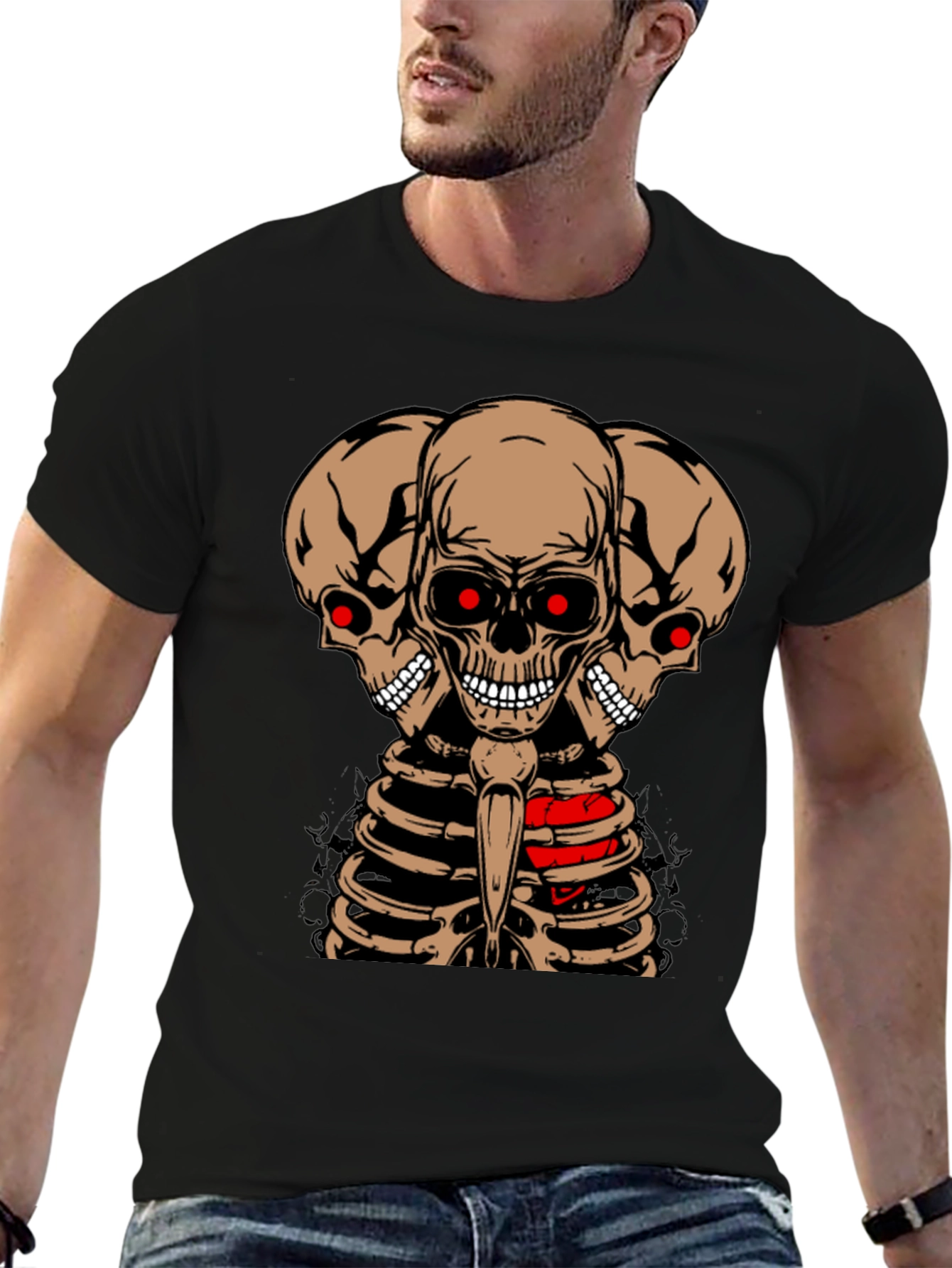 Three Headed Skeleton Graphic Tee