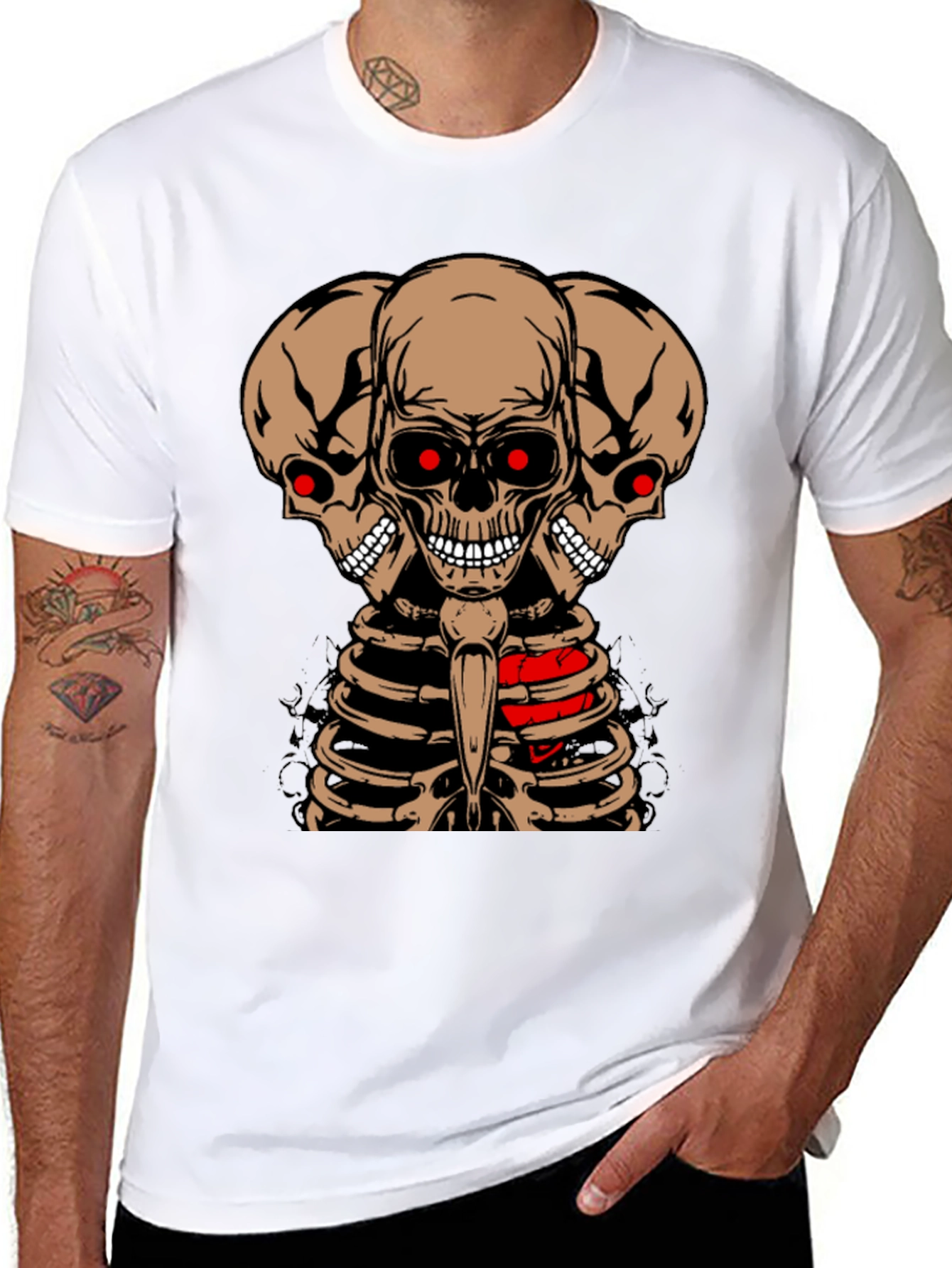 Three Headed Skeleton Graphic Tee