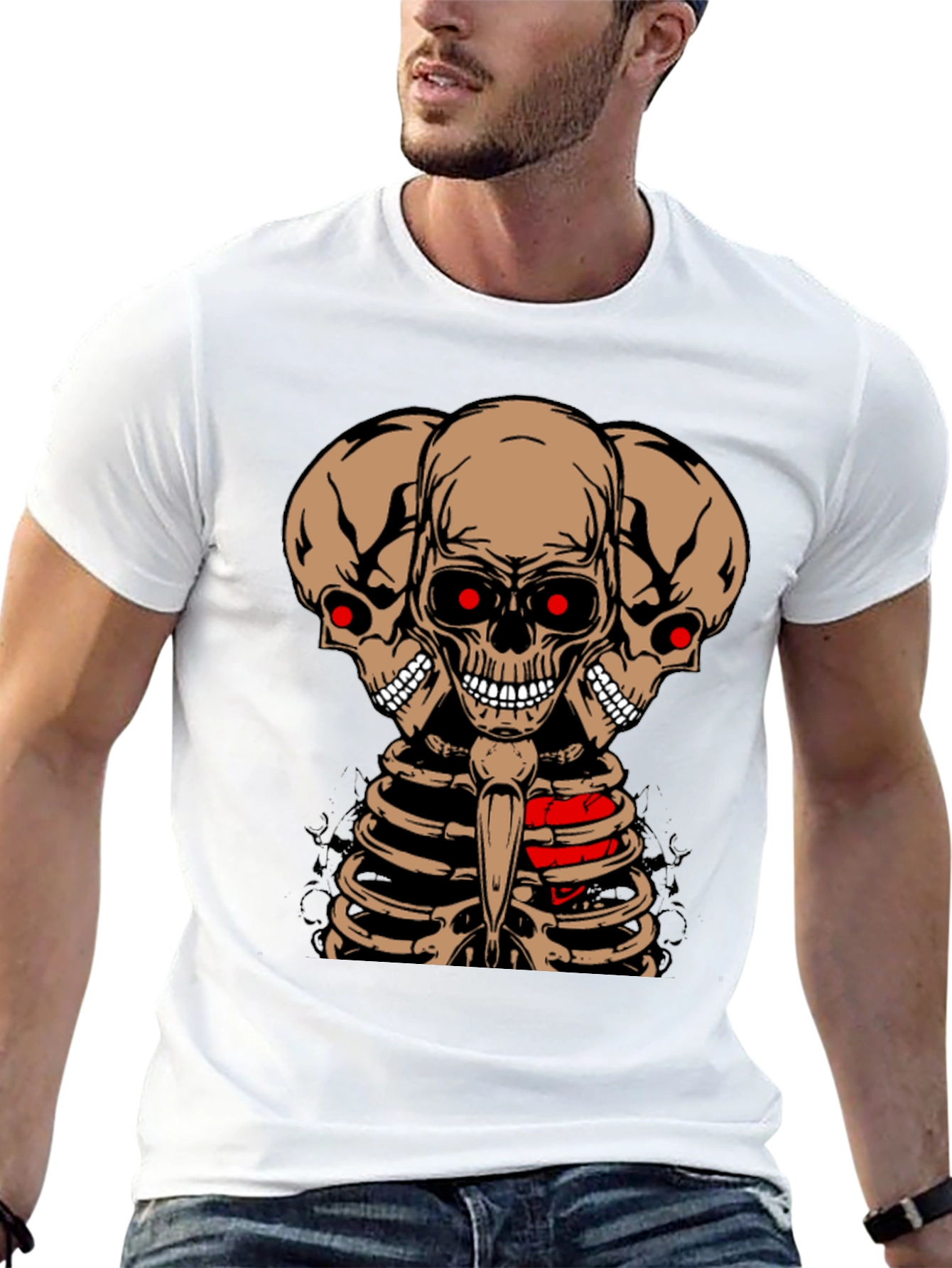 Three Headed Skeleton Graphic Tee