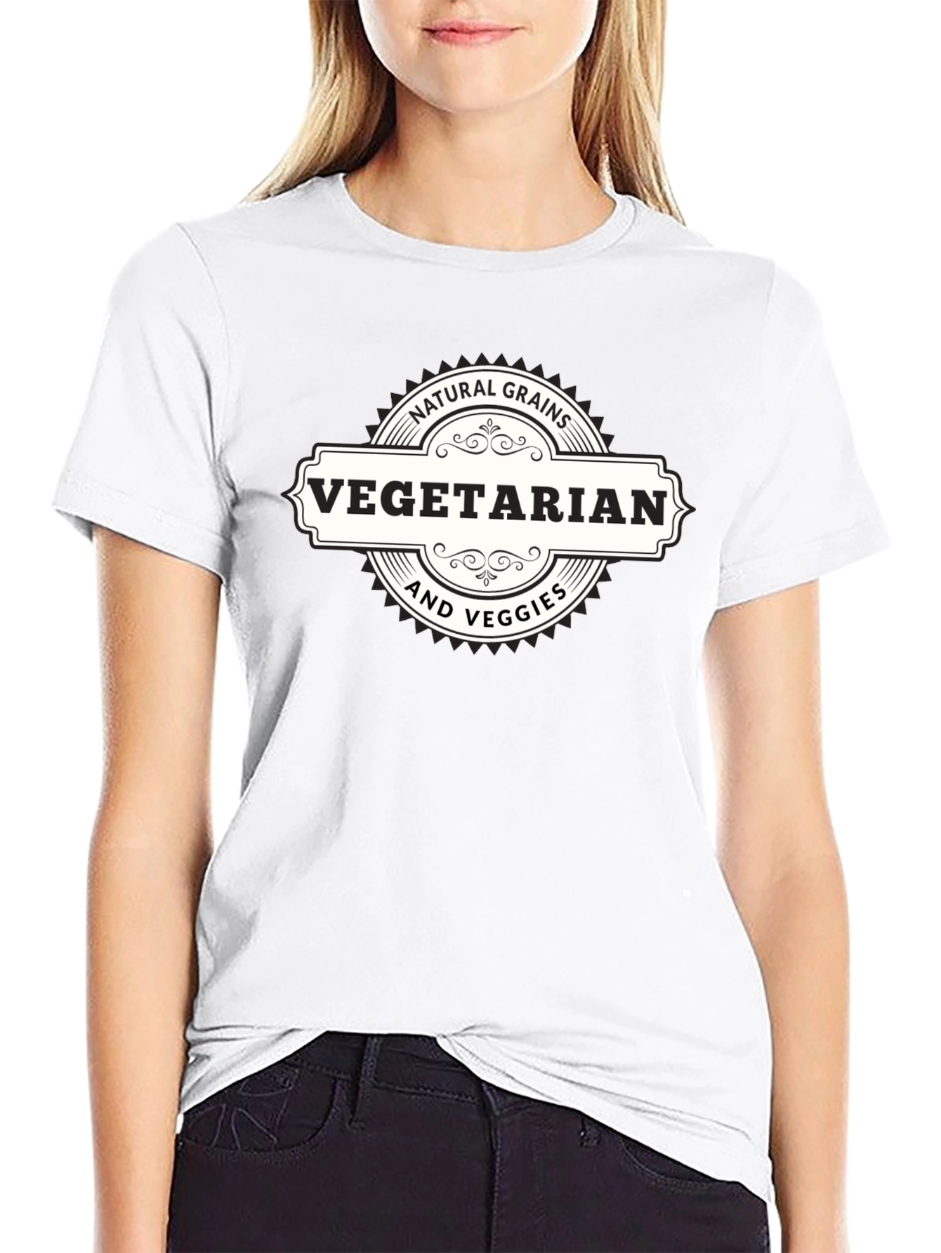 Vegetarian Natural Grains & Veggies Black T-Shirt