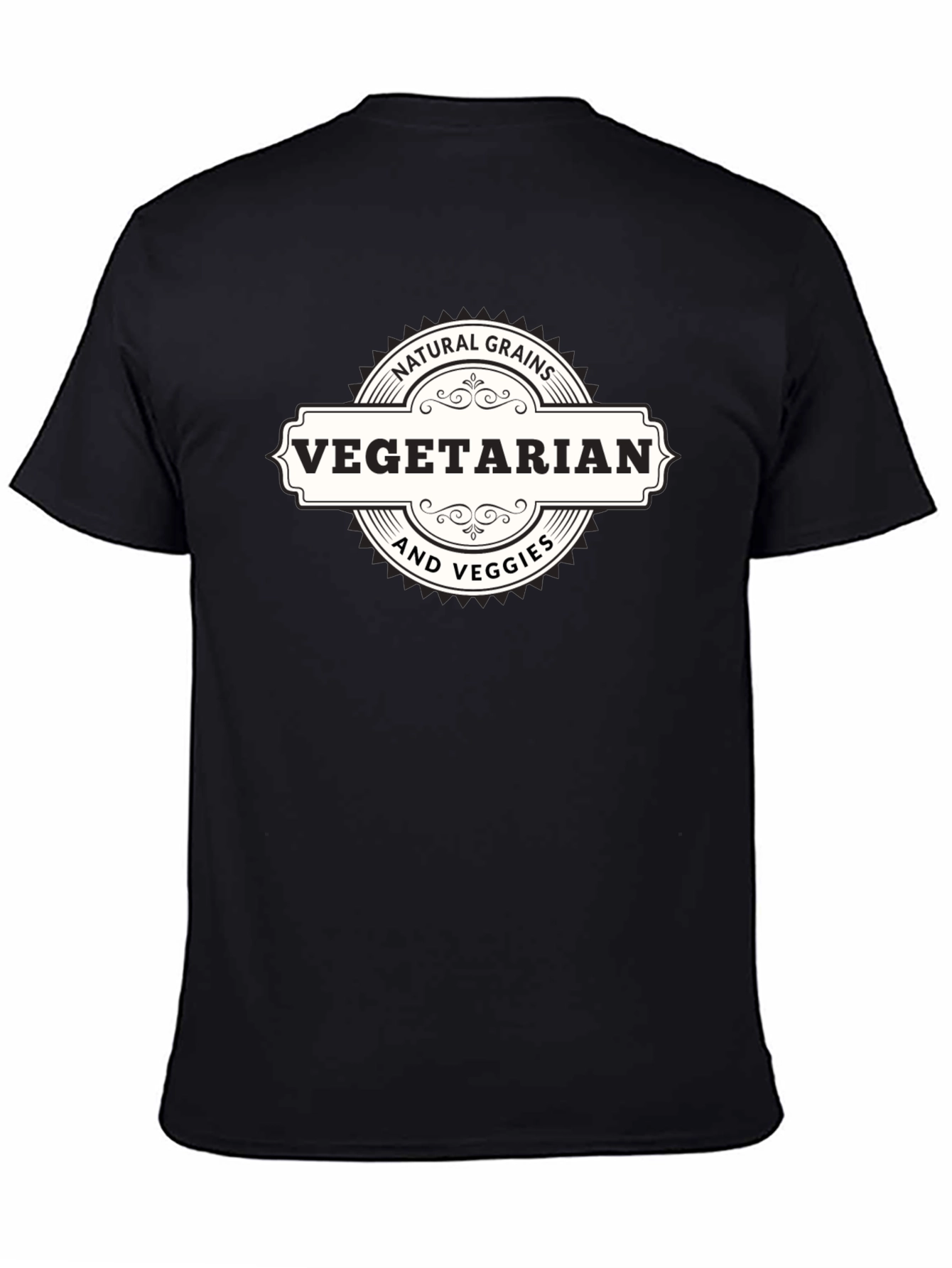 Vegetarian Natural Grains & Veggies Black T-Shirt