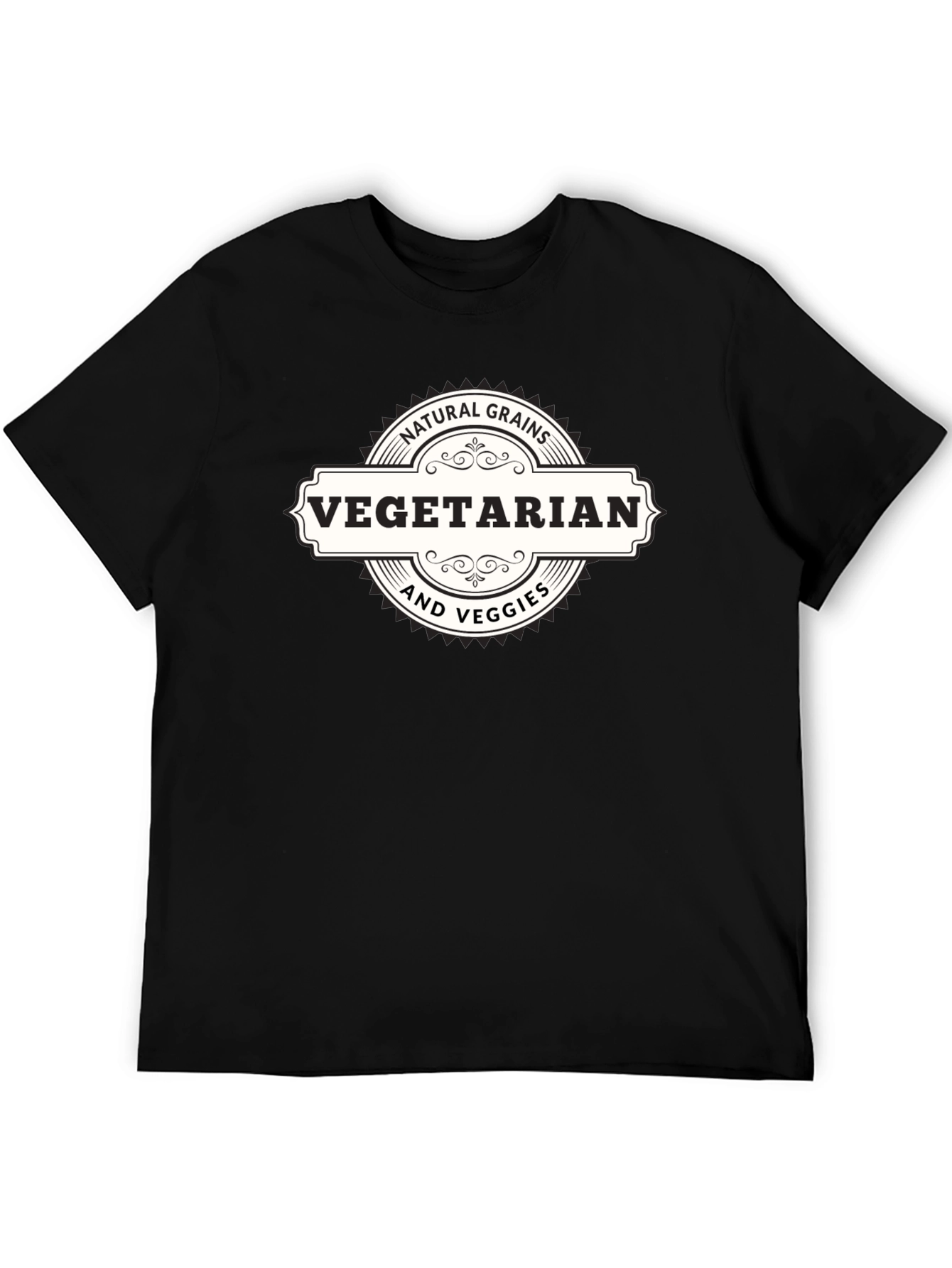 Vegetarian Natural Grains & Veggies Black T-Shirt