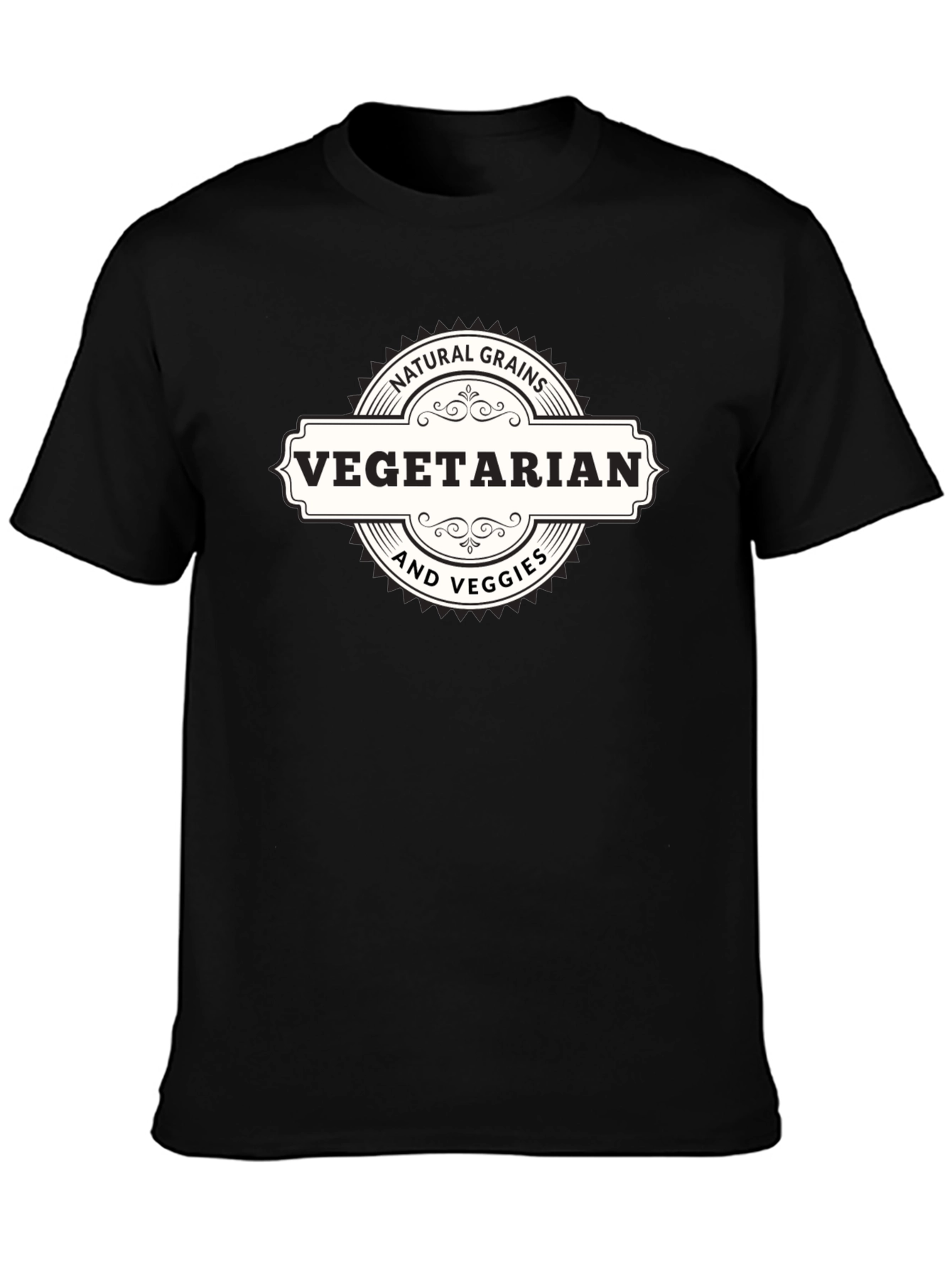 Vegetarian Natural Grains & Veggies Black T-Shirt