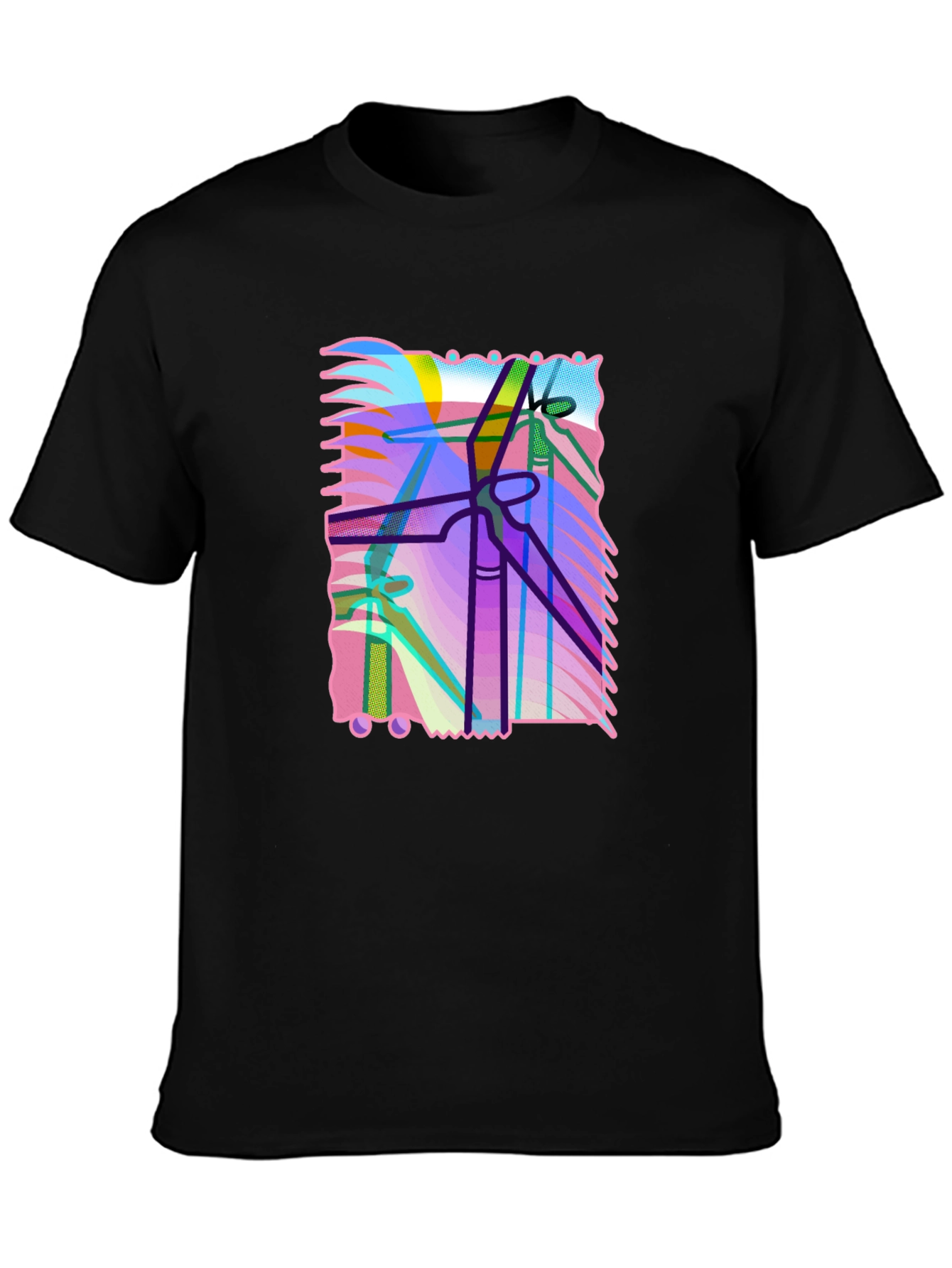 Abstract Power Line Art Graphic T-Shirt