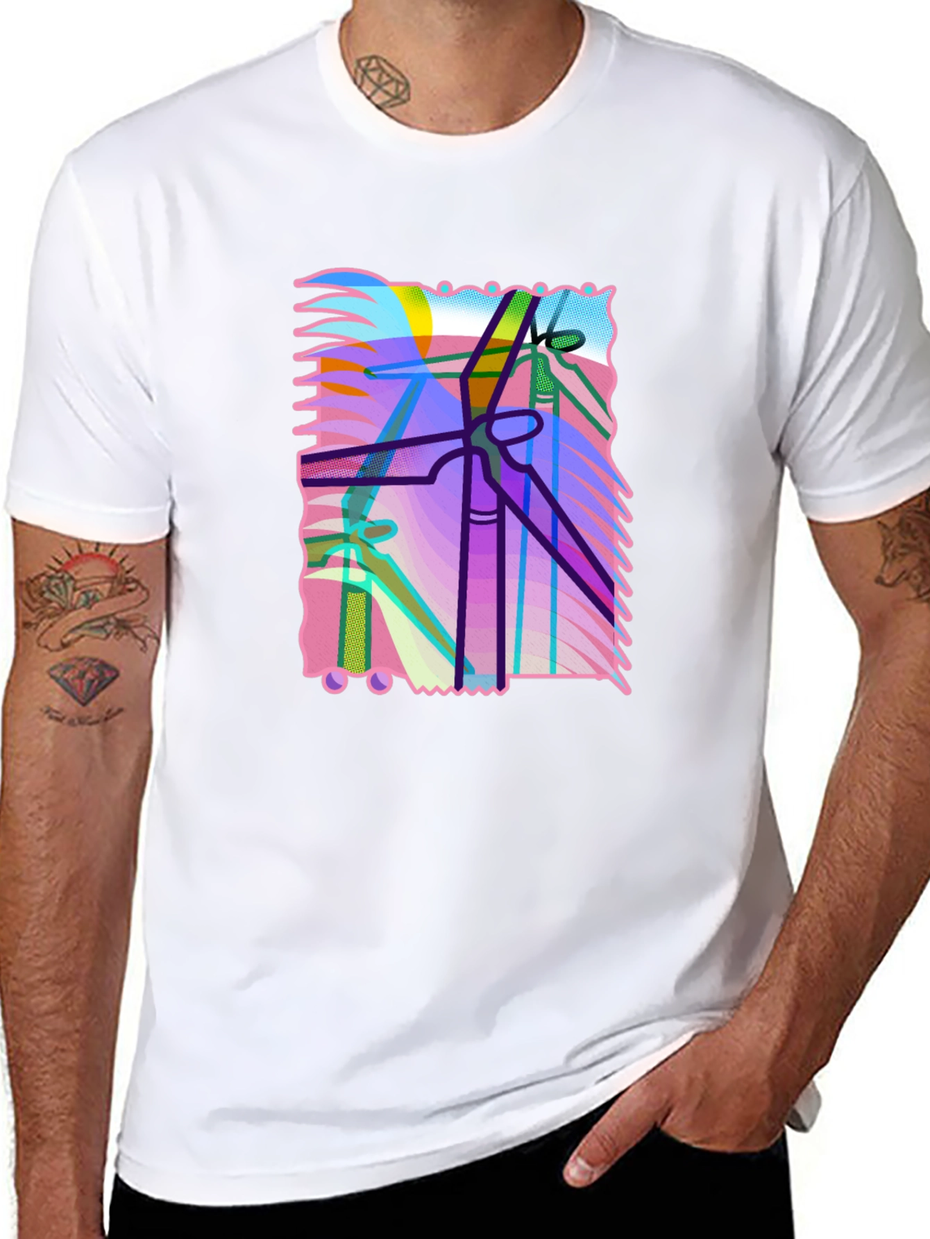 Abstract Power Line Art Graphic T-Shirt