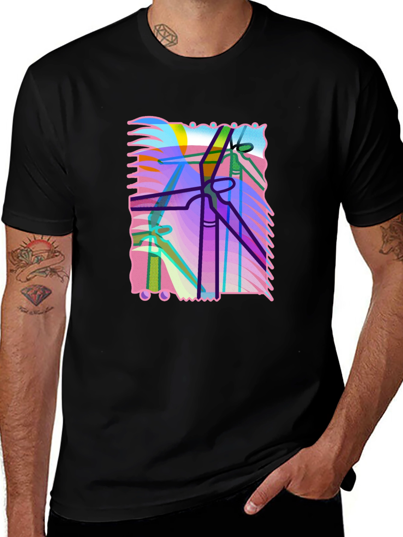 Abstract Power Line Art Graphic T-Shirt