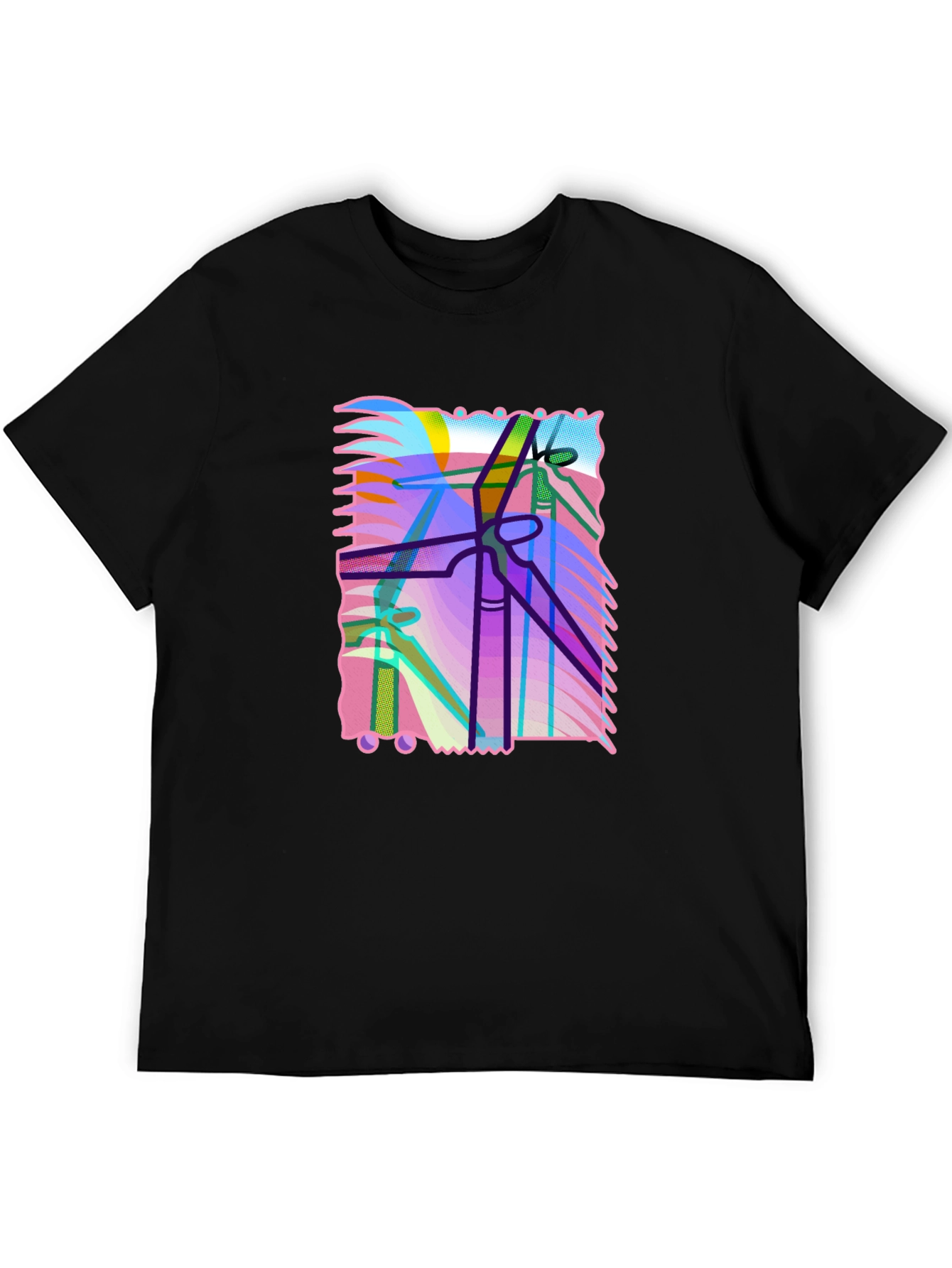 Abstract Power Line Art Graphic T-Shirt