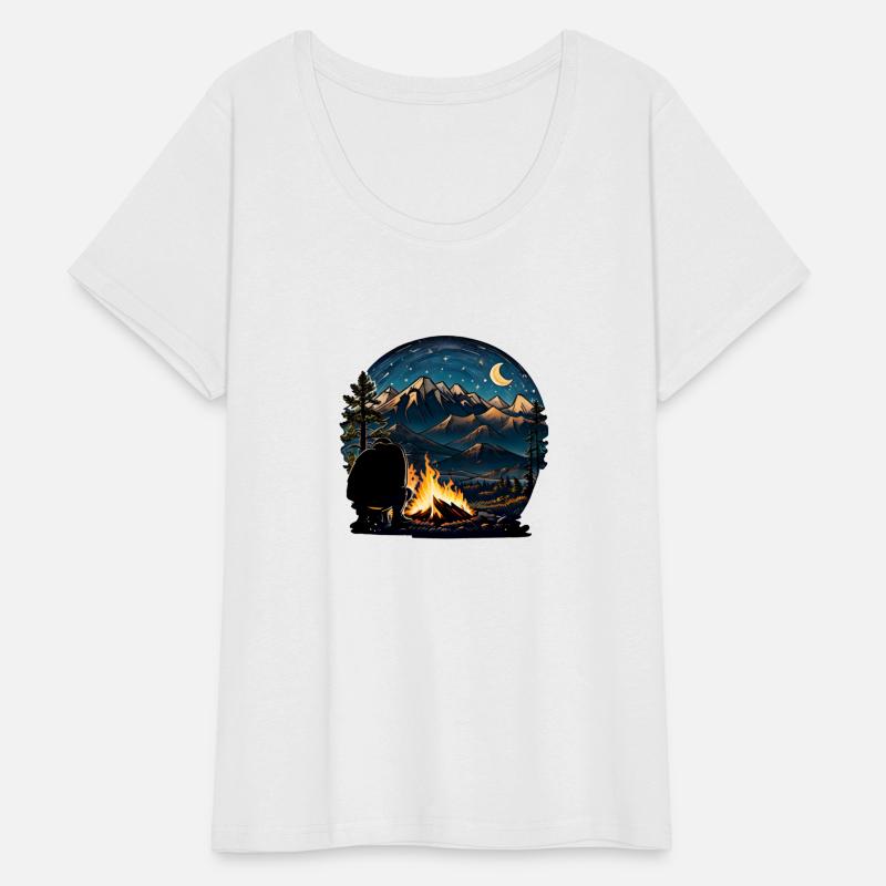 A Camper Sitting By A Campfire